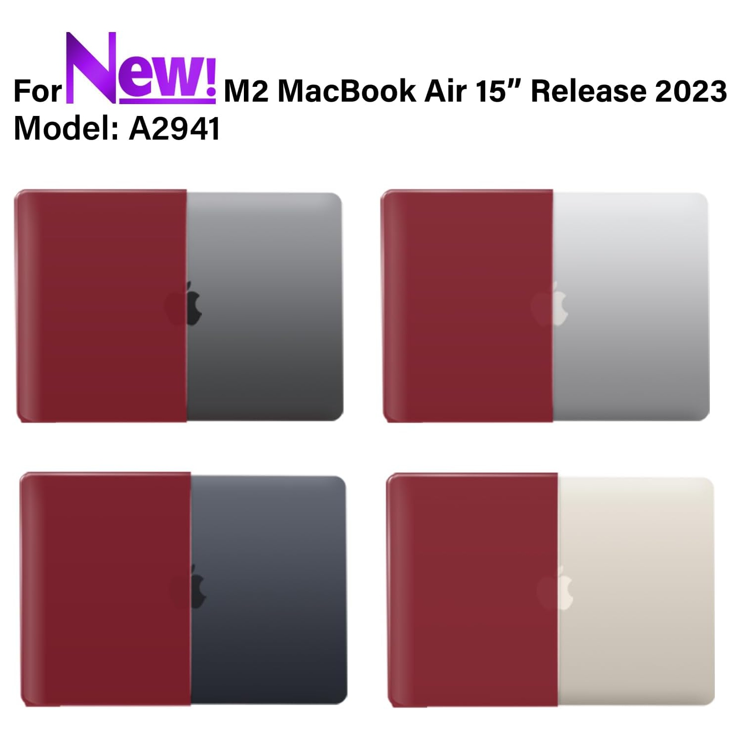 Compatible with New M2 2023 MacBook Air 15 inch case, Model A2941, Hard Shell Case & Keyboard Cover & Type-C
