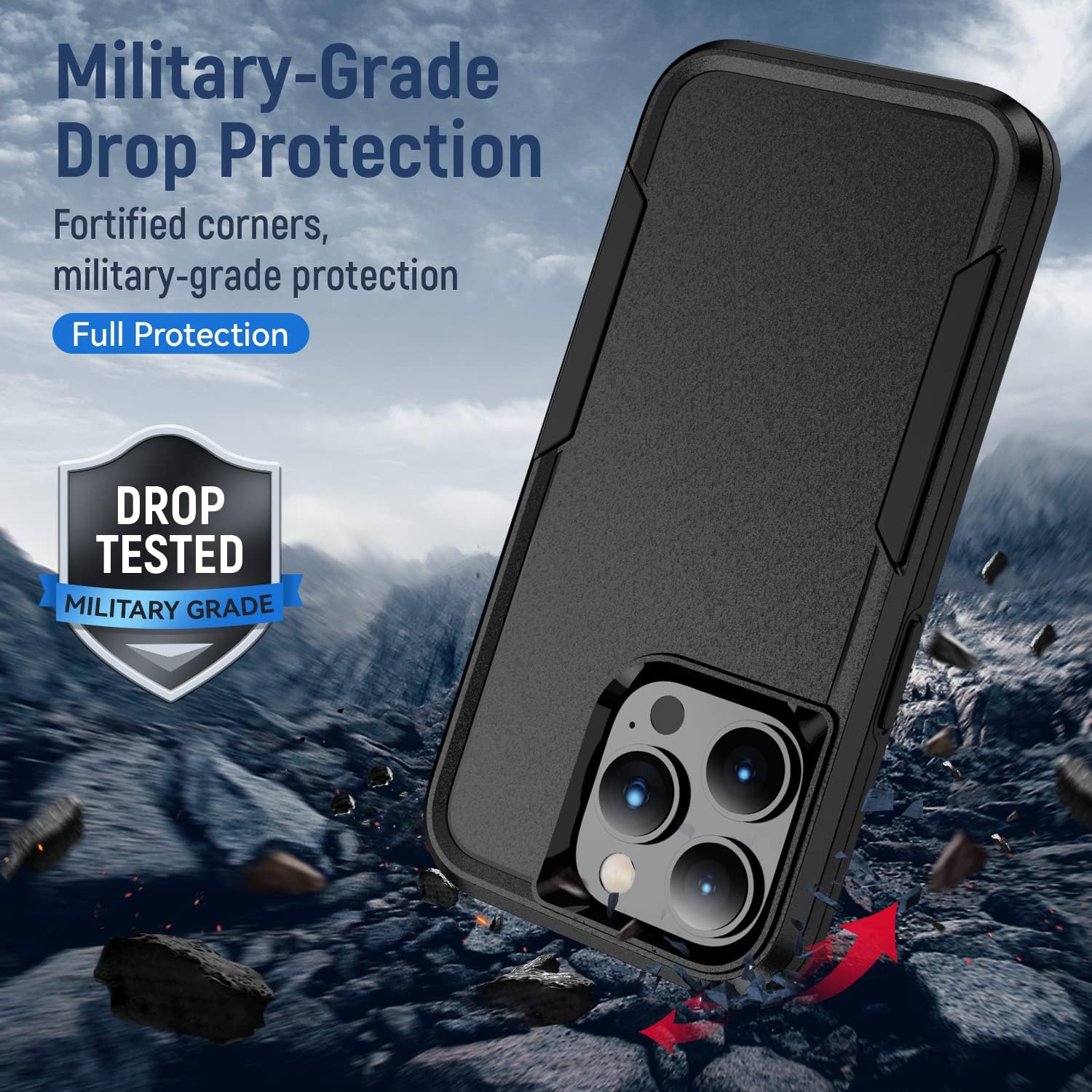 Pour étui de téléphone iPhone 15 Pro d'Apple et protecteur d'écran iPhone 15 Pro, protection double couche en caoutchouc de qualité militaire contre