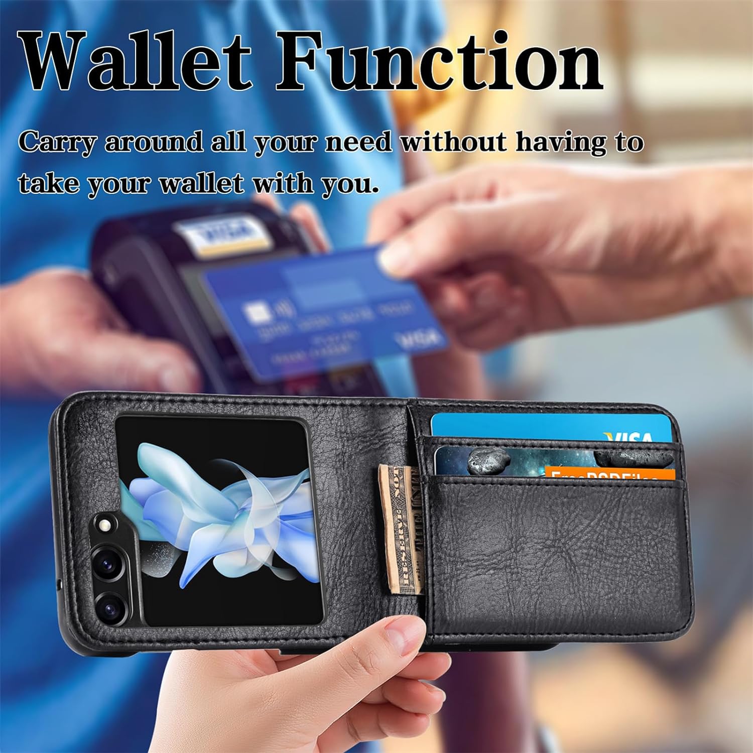 CCSamll for Samsung Galaxy Z Flip 5 Wallet Case with Card Holder, Business Style Premium Leather for Women Men
