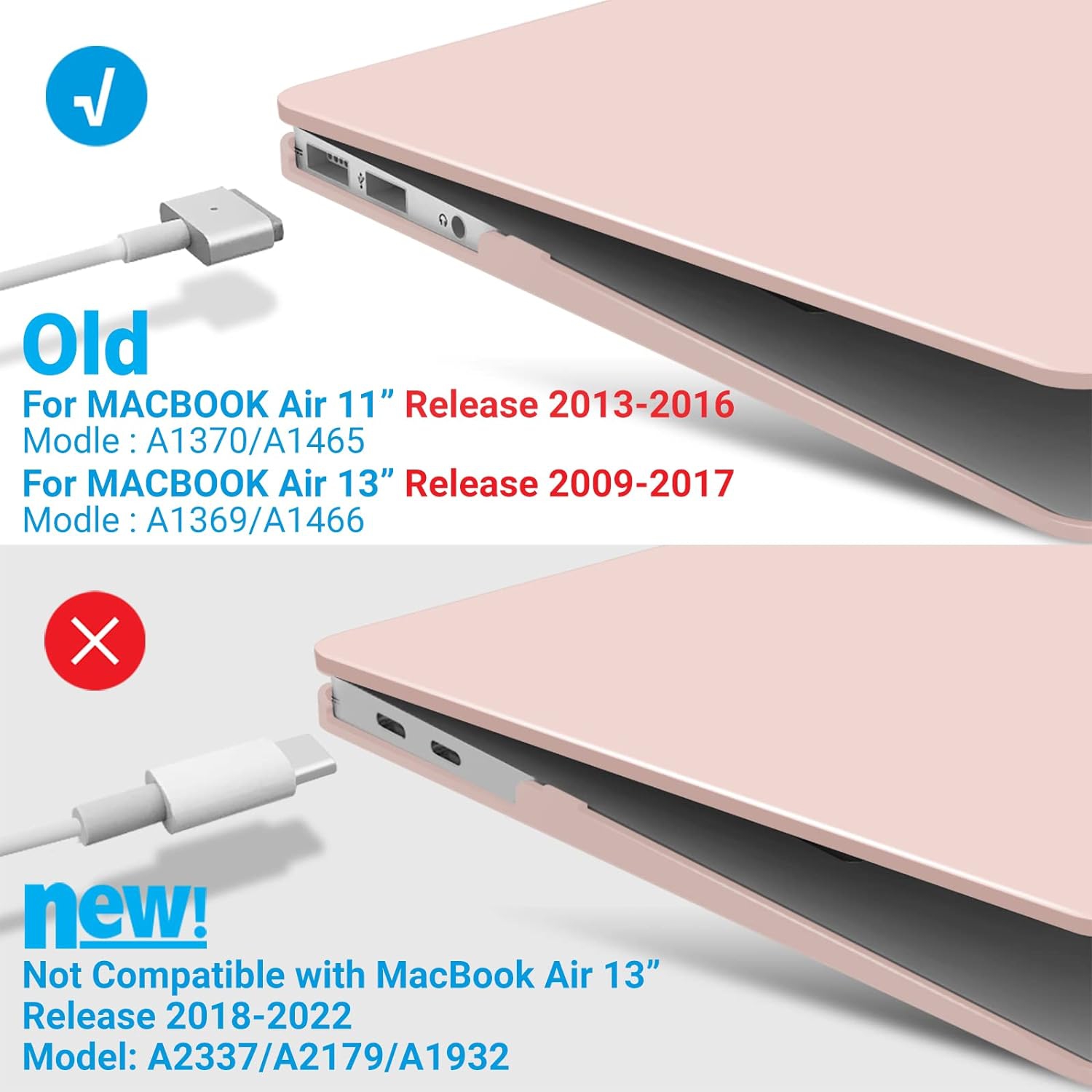 Compatible avec l'ancienne version de l'étui pour MacBook Air de 13 po. Modèles : A1466 / CA-A1369, PLASTIQUE