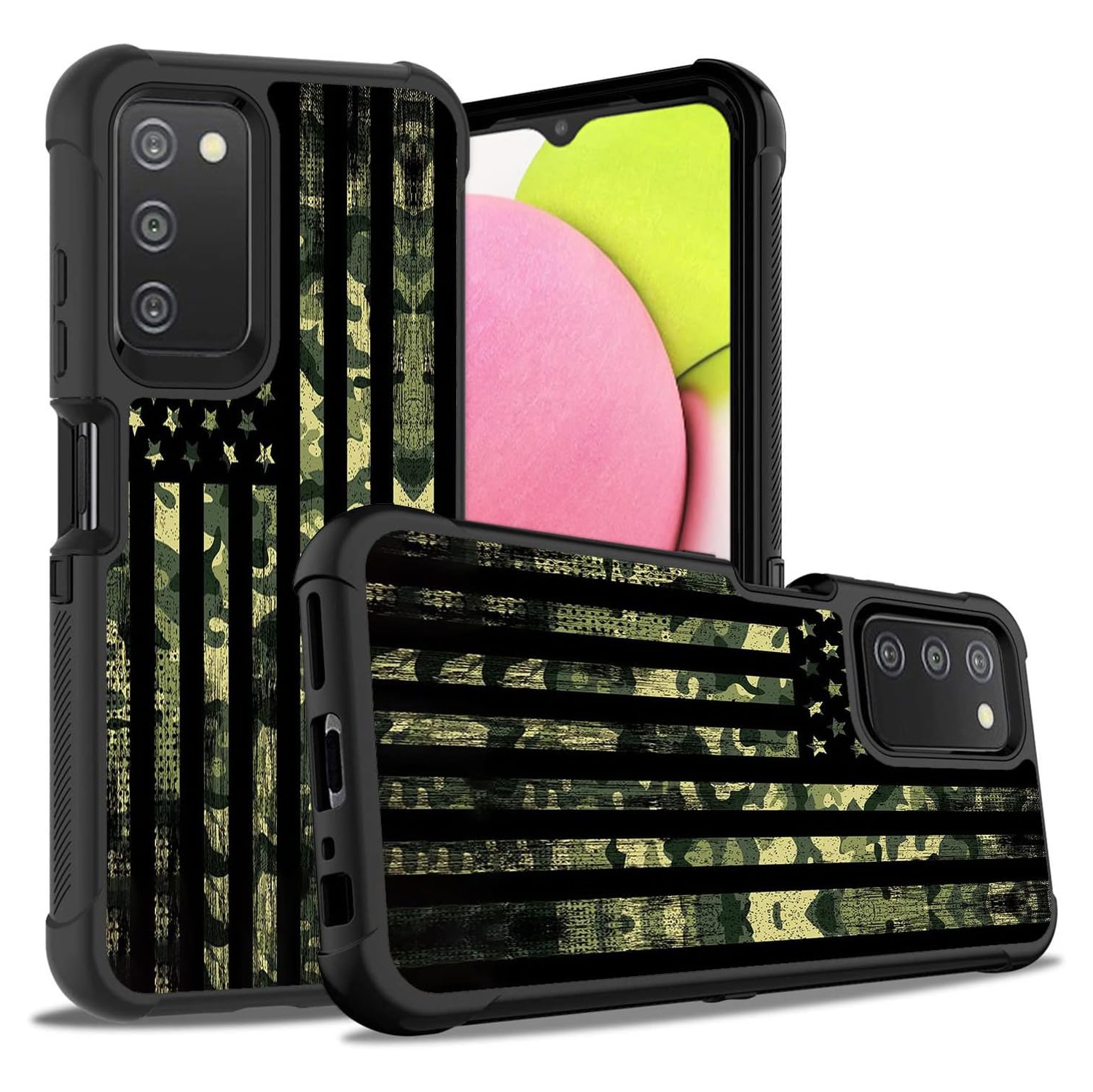 for Samsung Galaxy A03S Case, Heavy Duty 3 in 1 Hybrid Hard Plastic & Soft Silicone Shockproof Drop