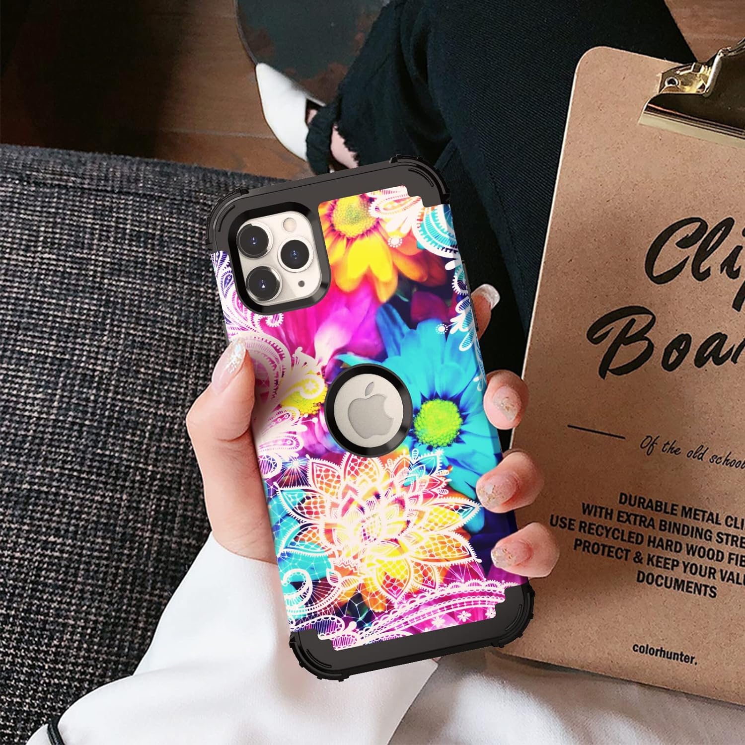 iPhone 11 Pro Max Case with Tempered Glass, Hybrid 3 in 1 Shockproof Slim Heavy Duty Protection Hard PC Cover