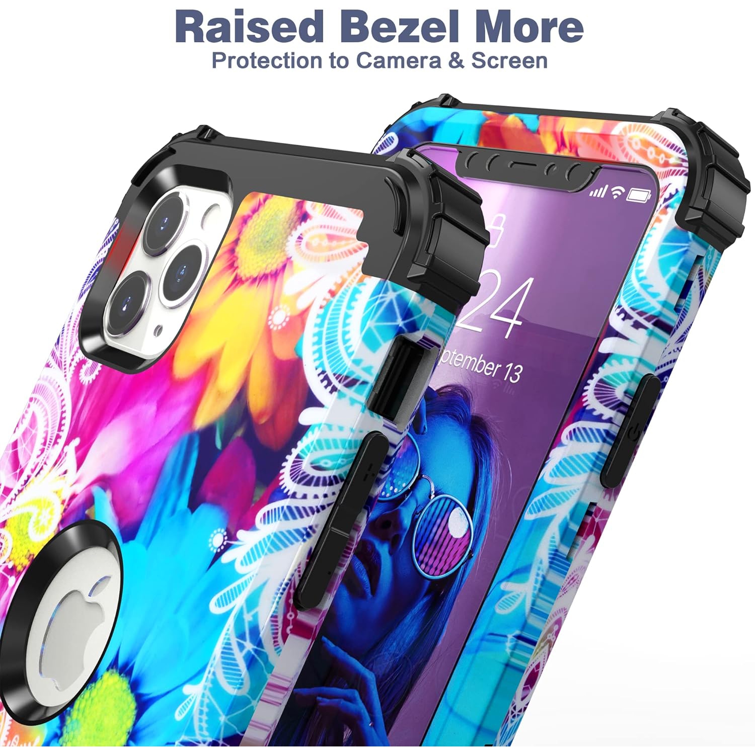 iPhone 11 Pro Max Case with Tempered Glass, Hybrid 3 in 1 Shockproof Slim Heavy Duty Protection Hard PC Cover