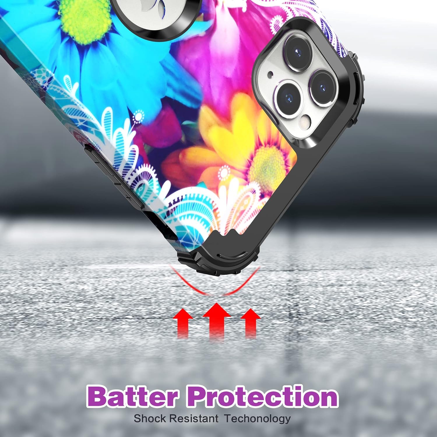 iPhone 11 Pro Max Case with Tempered Glass, Hybrid 3 in 1 Shockproof Slim Heavy Duty Protection Hard PC Cover