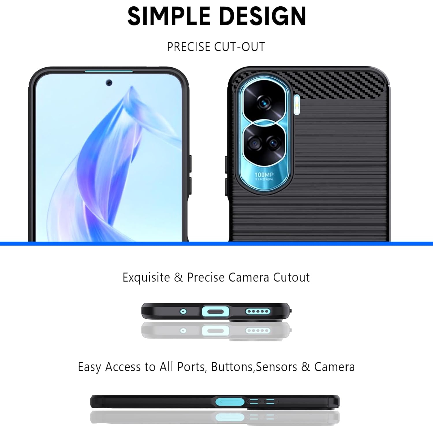 Compatible with Honor 90 Lite Case,Flexible TPU [Brushed Texture] [Anti-Slip] Shockproof Military Protection