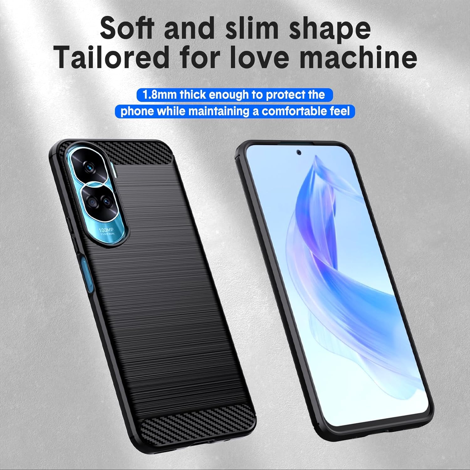 Compatible with Honor 90 Lite Case,Flexible TPU [Brushed Texture] [Anti-Slip] Shockproof Military Protection