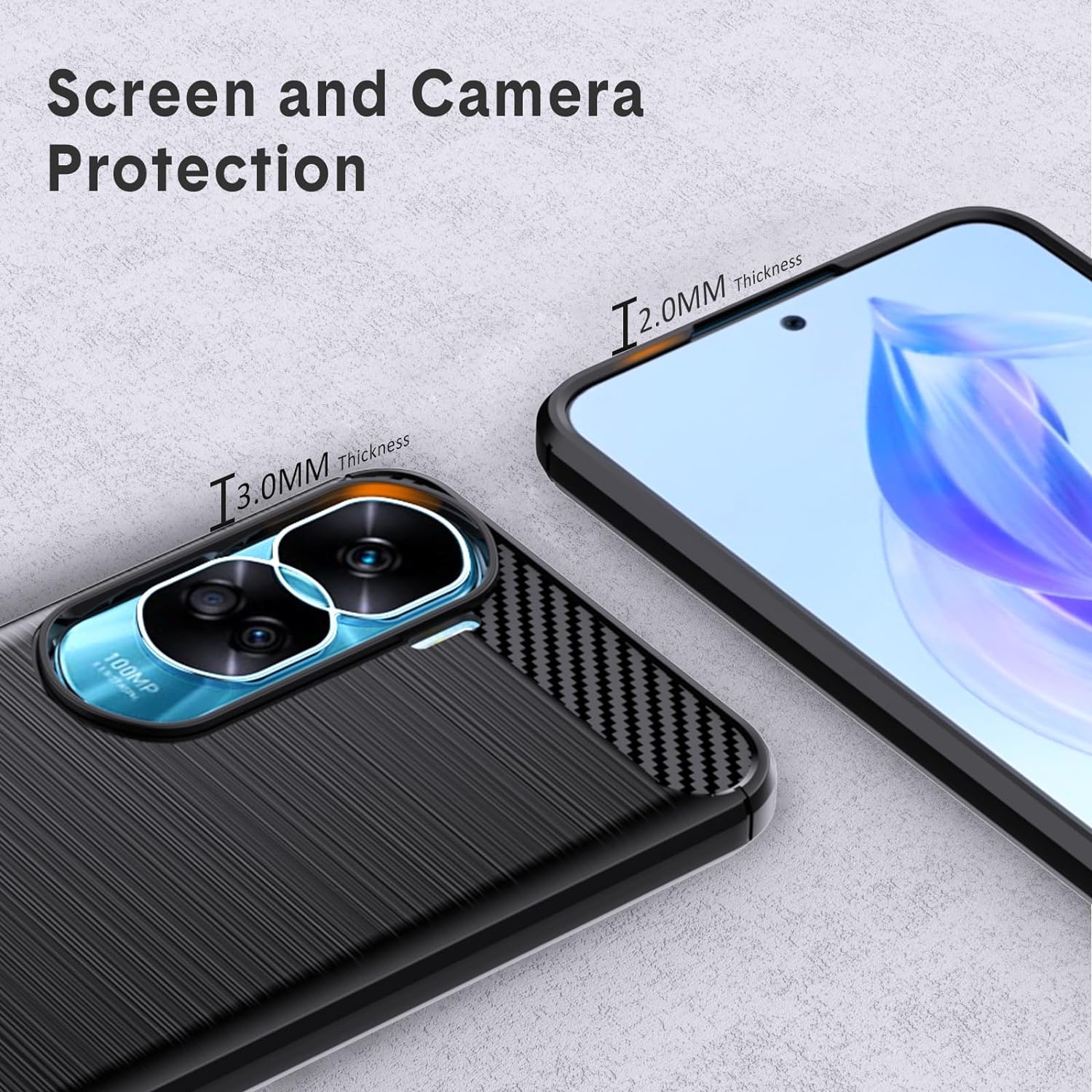 Compatible with Honor 90 Lite Case,Flexible TPU [Brushed Texture] [Anti-Slip] Shockproof Military Protection