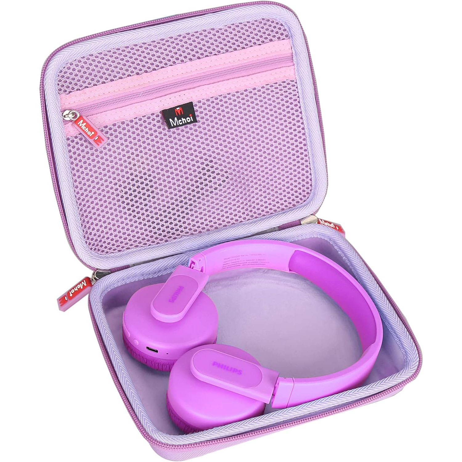Shockproof Carrying Case Suitable for Philips K4206 Kids Wireless On-Ear Headphones, Purple, Case Only