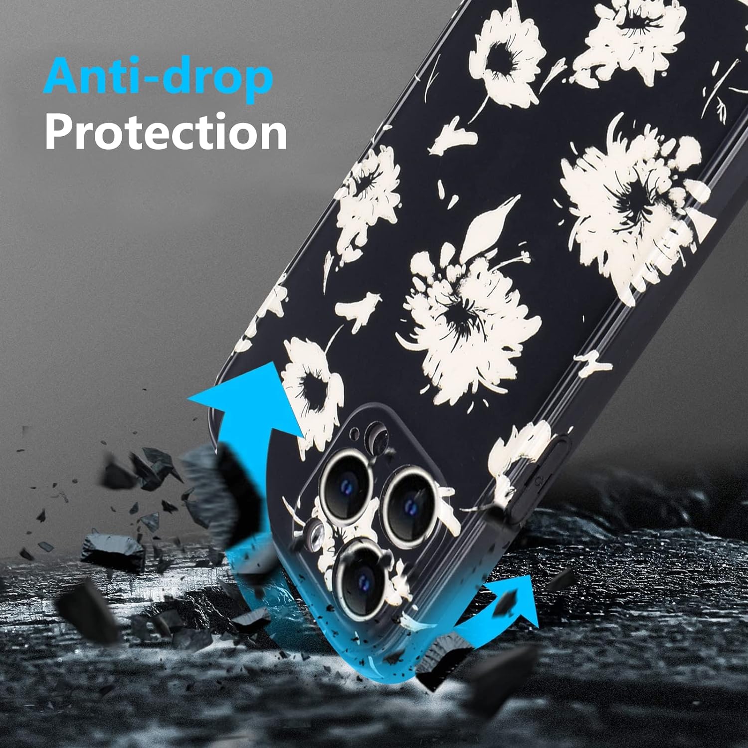 Case Compatible for iPhone 13 Pro Max, Elegant White Wildflower Floral Pattern Soft Protective iPhone 13 Pro