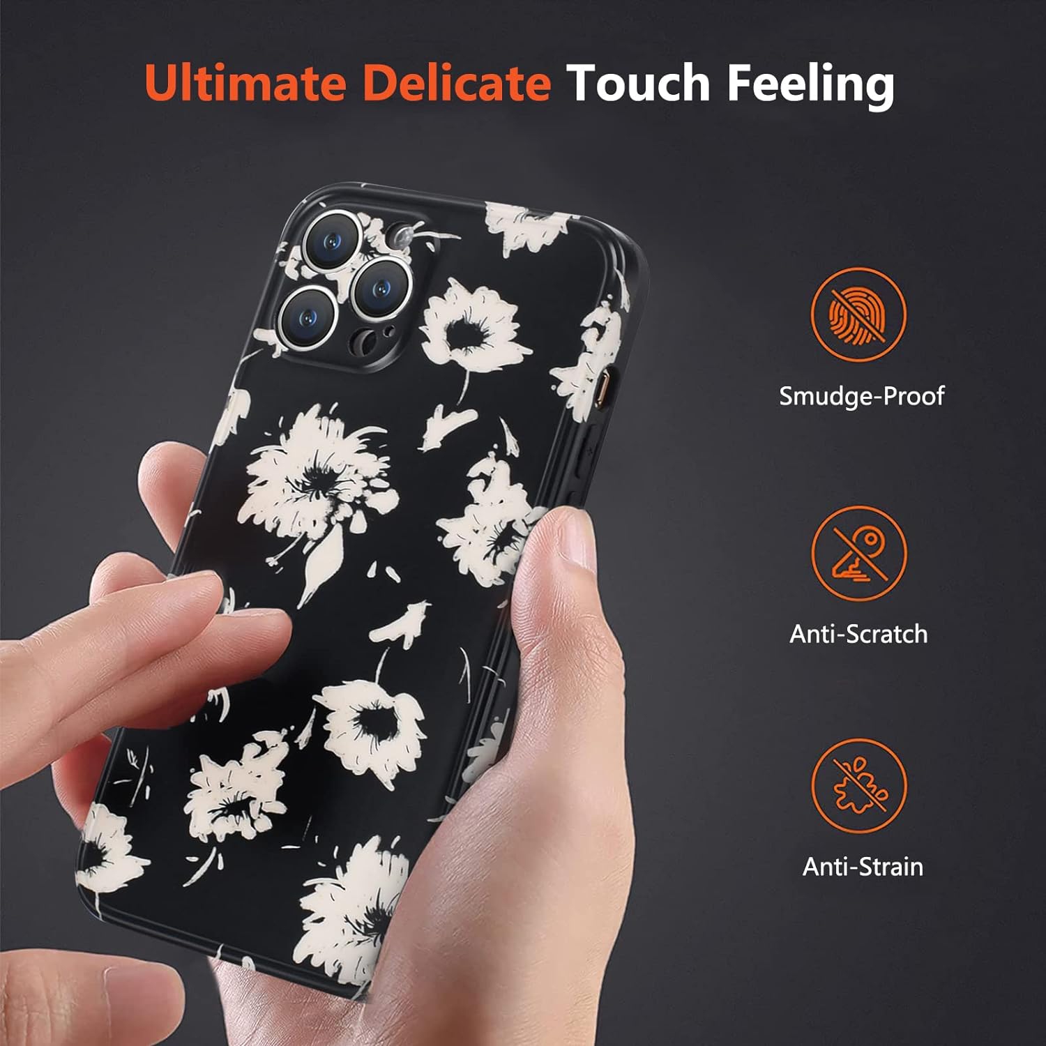 Case Compatible for iPhone 13 Pro Max, Elegant White Wildflower Floral Pattern Soft Protective iPhone 13 Pro