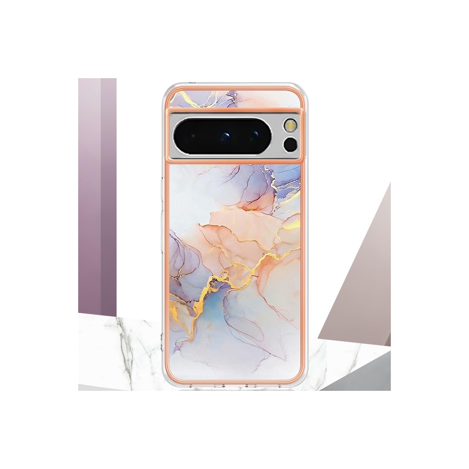 Étui de téléphone Slim Fit pour Pixel 8 Pro de Google, étui de style marbré IMD brillant pour filles, écran et appareil photo