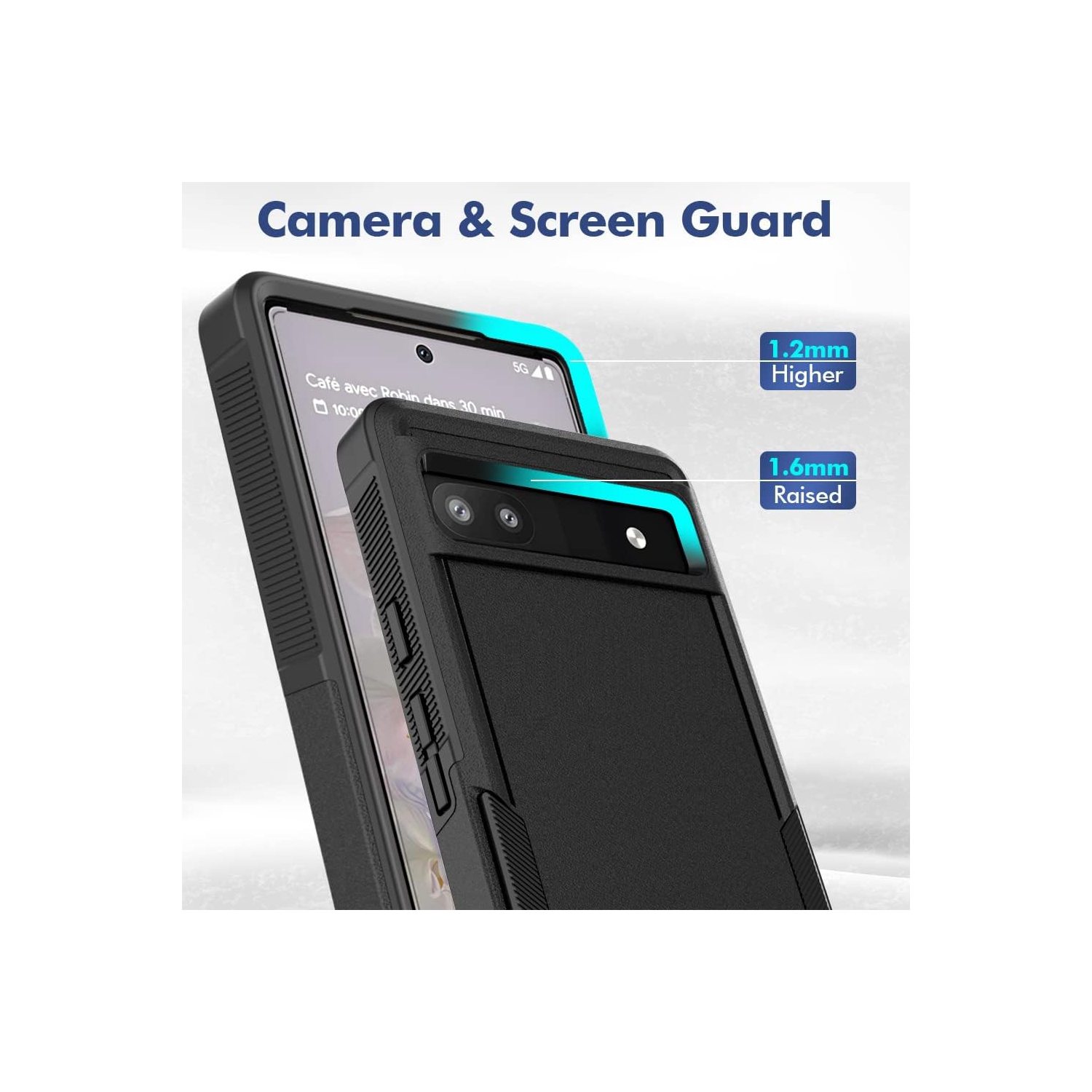 Pour un étui pour Pixel 6a de Google, étui antichoc en silicone de qualité militaire contre les chutes avec écran pour Pixel 6a