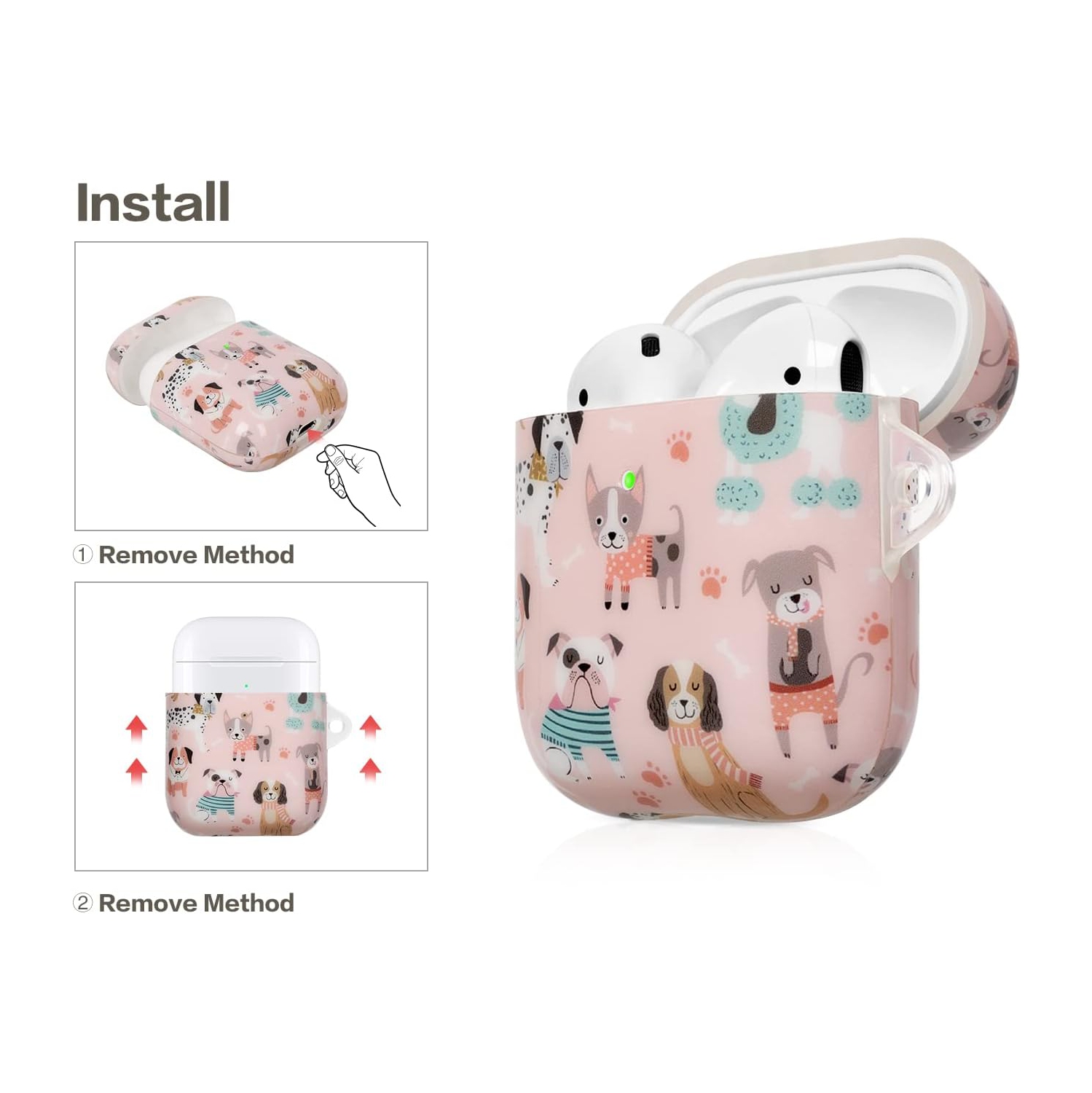 AirPod Case 2nd Generation,AirPod Case 1st Generation Cute for Women Dogs Pink Background