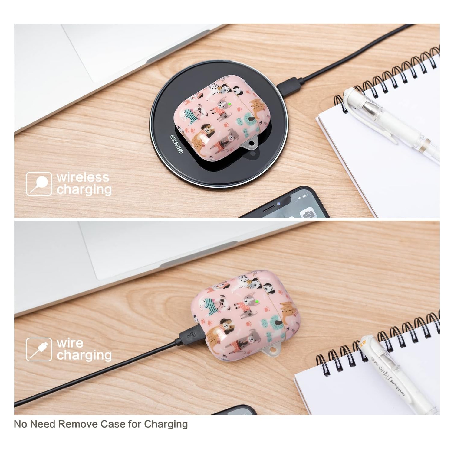 AirPod Case 2nd Generation,AirPod Case 1st Generation Cute for Women Dogs Pink Background