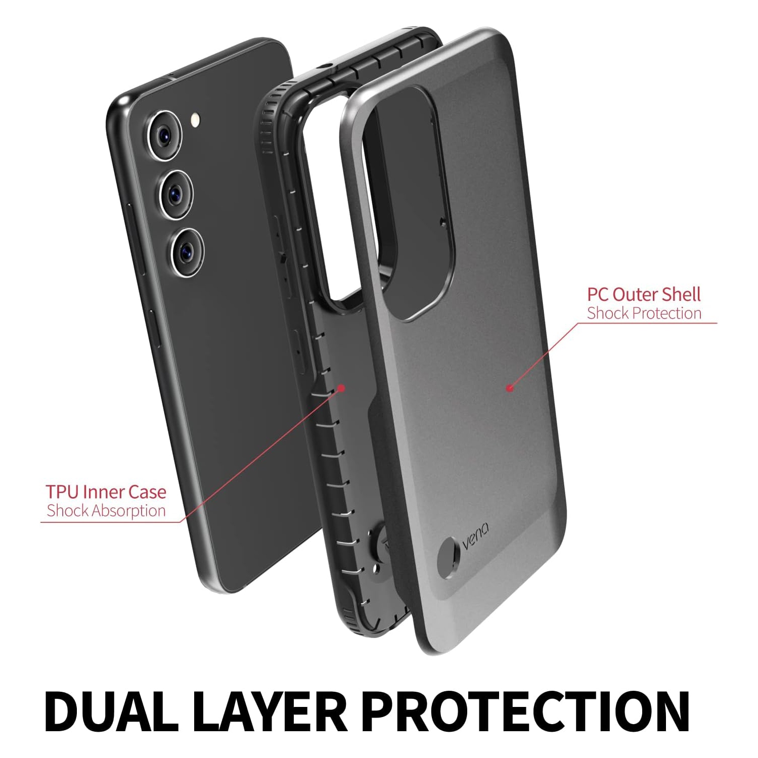 Outcross pour étui pour Galaxy S23 de Samsung, protection de qualité militaire contre les chutes, étui protecteur antichoc double couche pour
