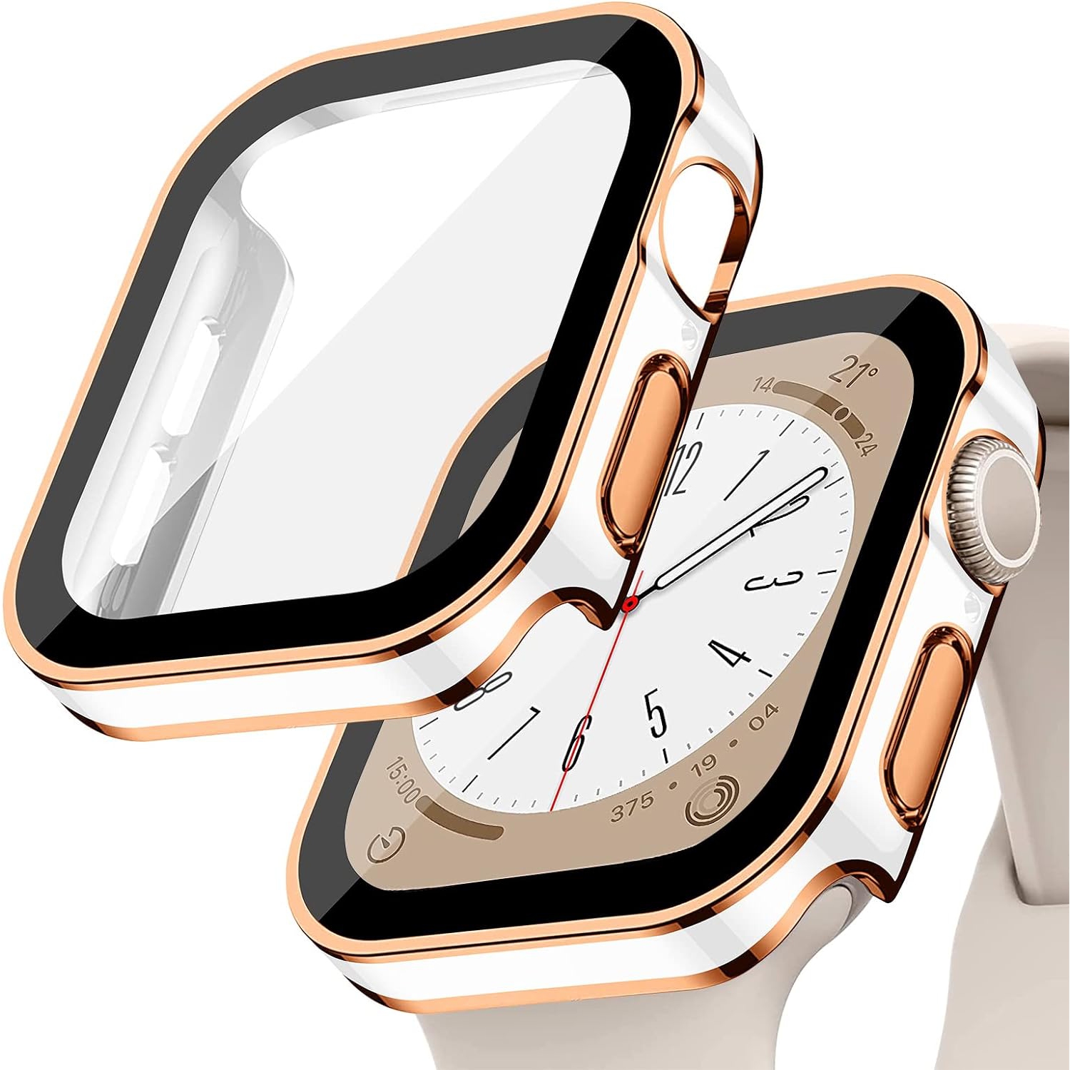 for Apple Watch Case 41mm,Hard Case with Tempered Glass Screen Protector,Watch Cover for Apple Watch series 7 8