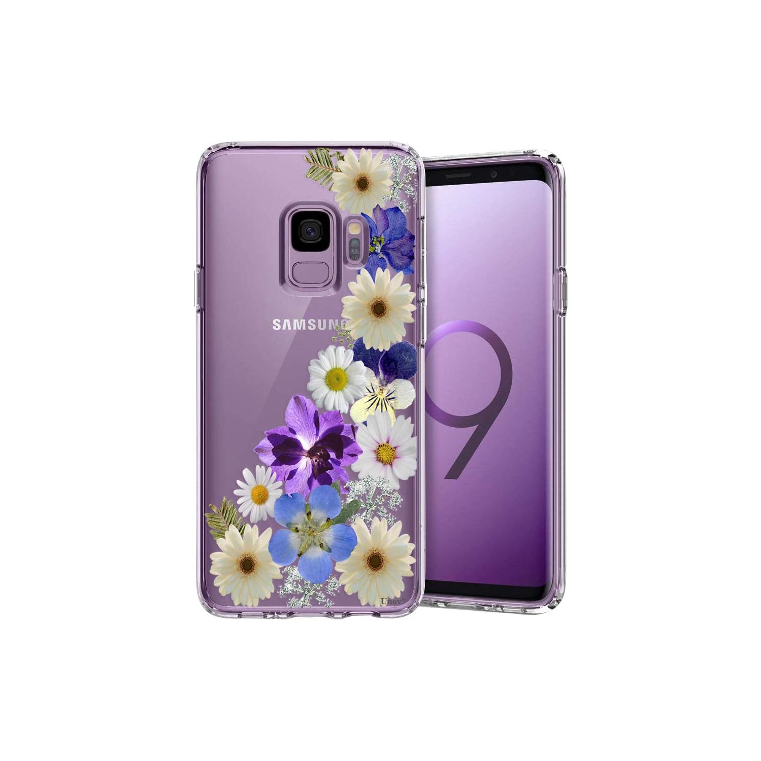 Samsung Galaxy S9 Case, Clear with Design Soft TPU Shock Absorption Slim Embossed Dried Floral Pattern Protective