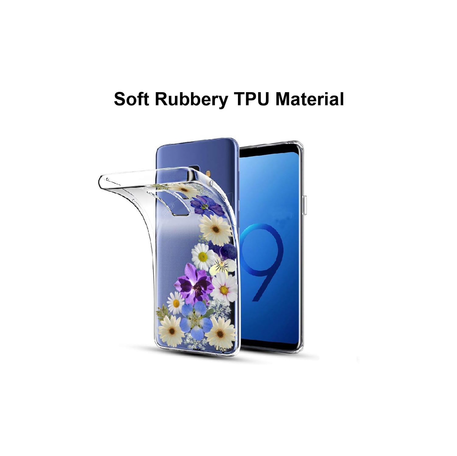 Samsung Galaxy S9 Case, Clear with Design Soft TPU Shock Absorption Slim Embossed Dried Floral Pattern Protective