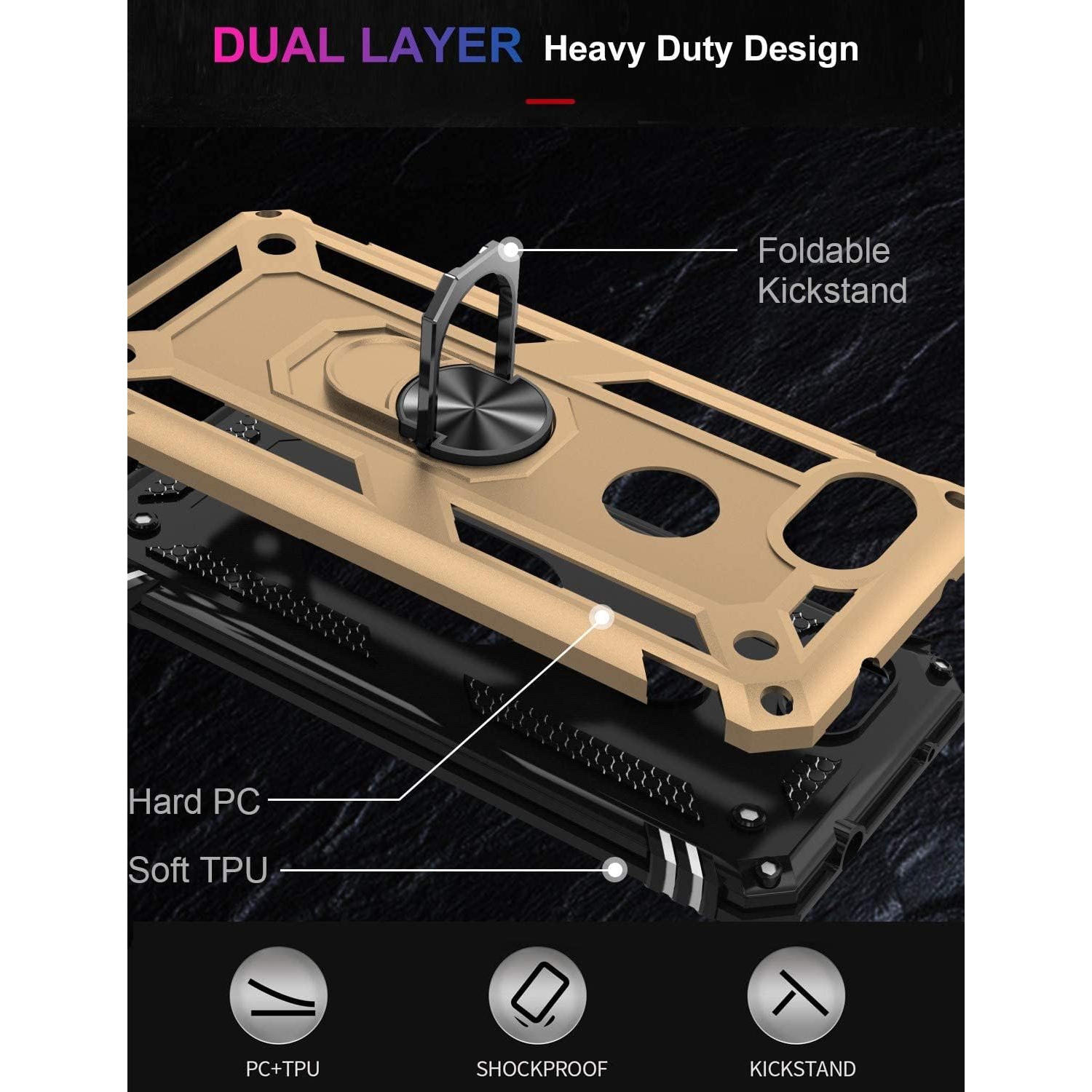 Google Pixel 3a Case with Screen Protector,Pass 16ft. Drop Tested Military Grade Cover with Magnetic Ring