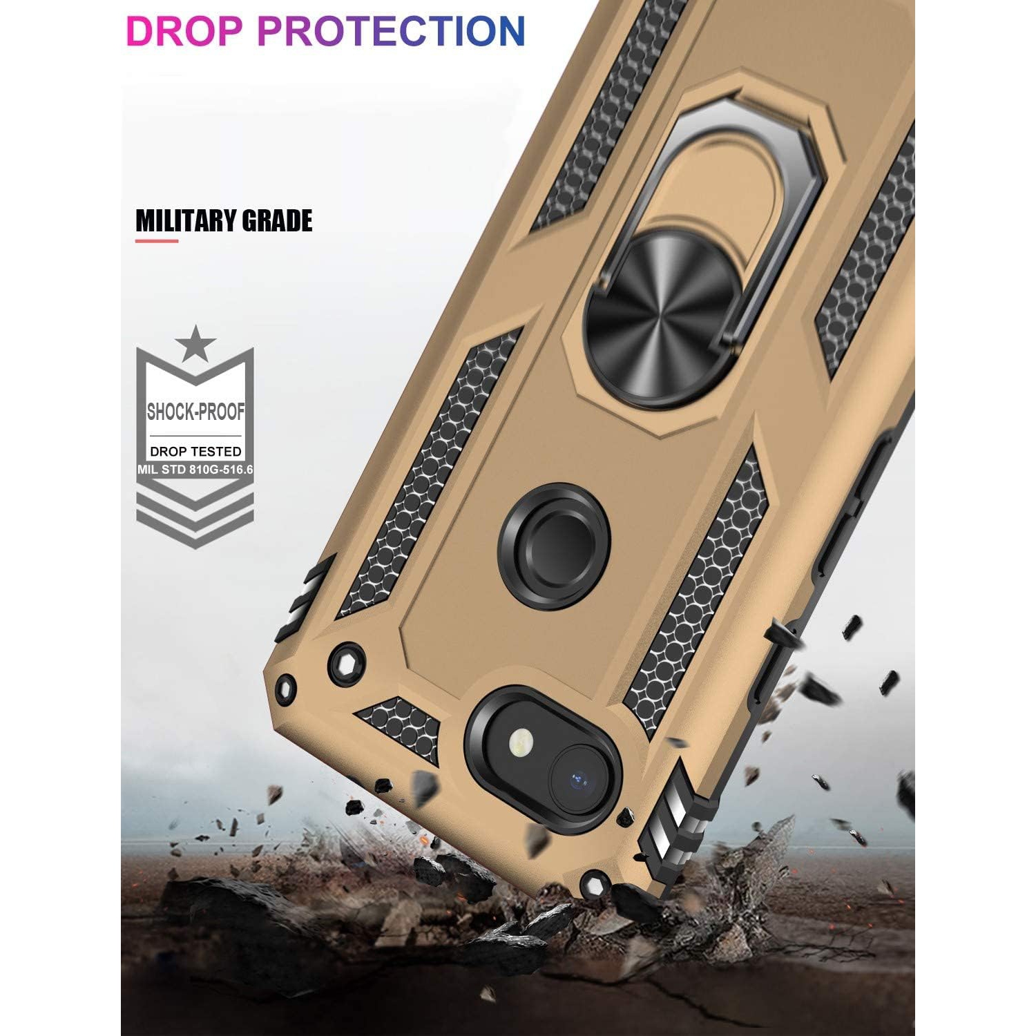 Google Pixel 3a Case with Screen Protector,Pass 16ft. Drop Tested Military Grade Cover with Magnetic Ring