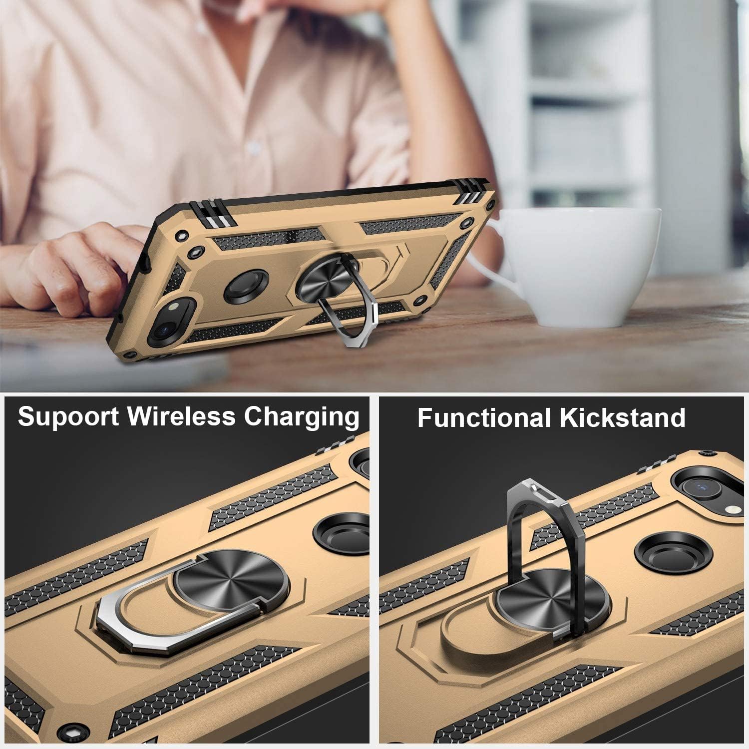 Google Pixel 3a Case with Screen Protector,Pass 16ft. Drop Tested Military Grade Cover with Magnetic Ring