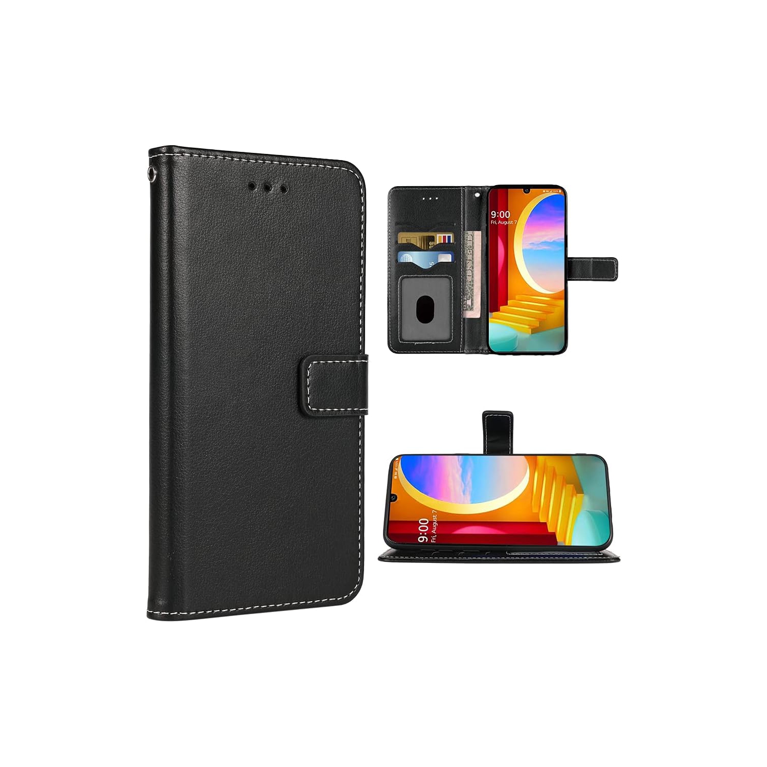 Compatible with LG Velvet 5G/LGVelvet Verizon G5 UW T-Mobile 2020 Wallet Case Wrist Strap Lanyard and Leather