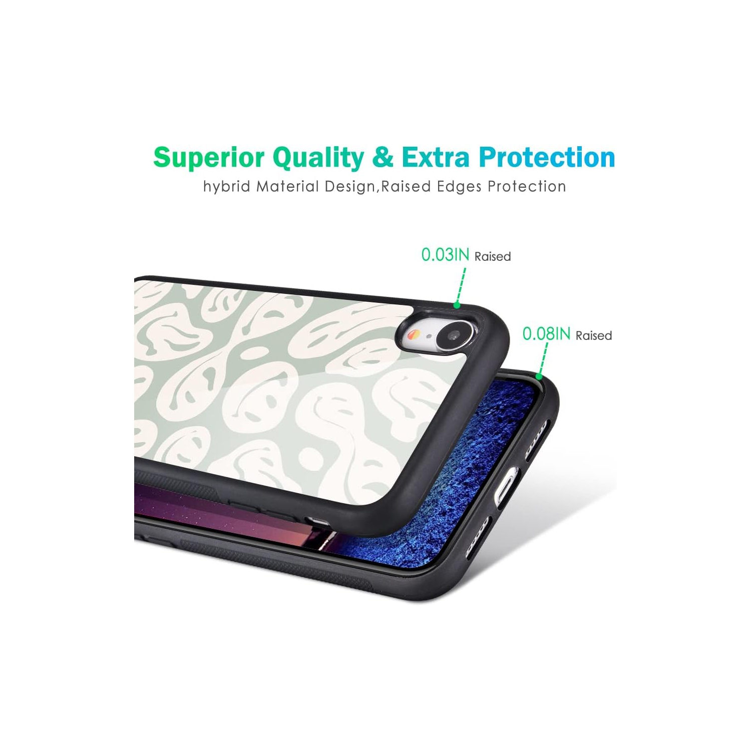 Compatible with iPhone XR Case Happy Funny Face Hippie, Hard Back with Trippy Cute Pattern Indie Collage Design