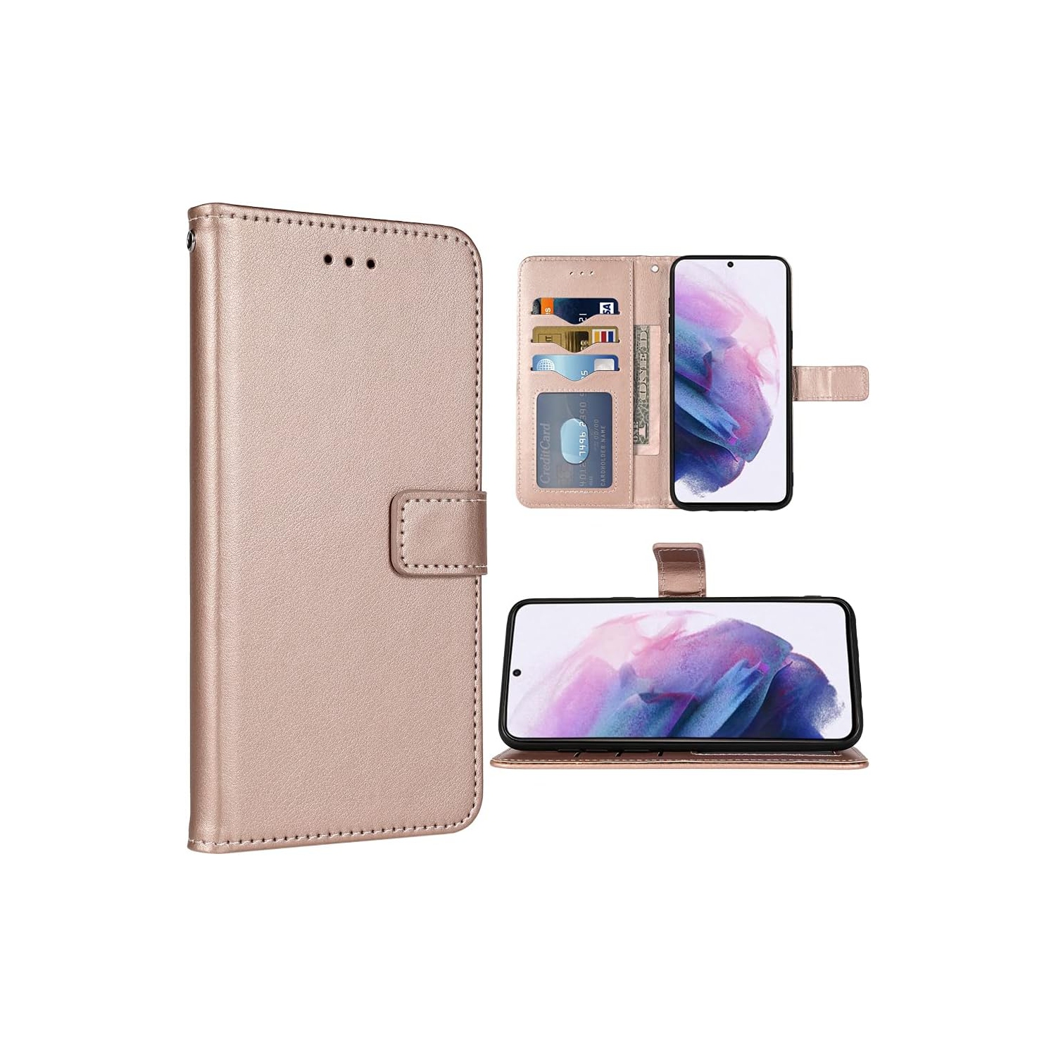 Compatible avec l'étui-portefeuille pour Galaxy S23 plus 5G de Samsung avec dragonne et porte-carte à rabat en cuir