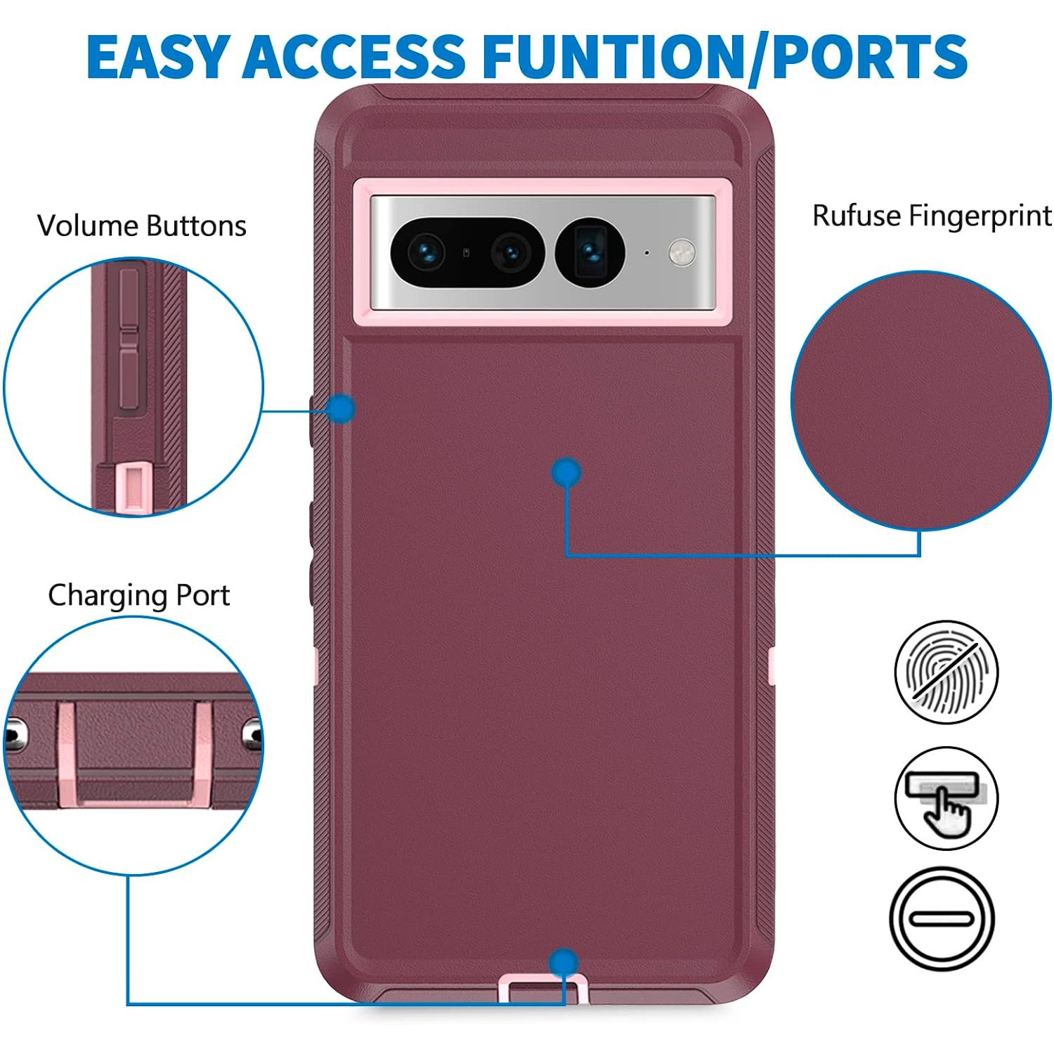 Defender Case for Google Pixel 7 Pro 5G, Heavy Duty Shockproof Dustproof 3 in 1 Rugged Protective Bumper Phone