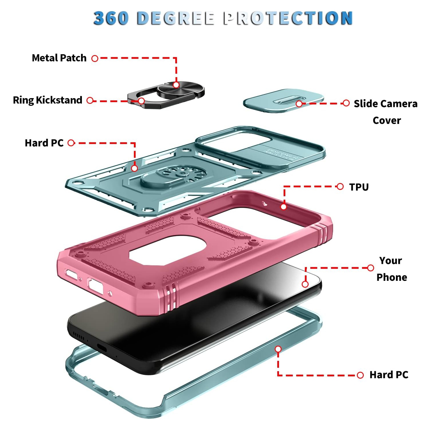 Case for Galaxy A54 5G,Silicone Heavy-Duty Tough Rugged Lightweight Shockproof with Bracket Bumper Cover Case