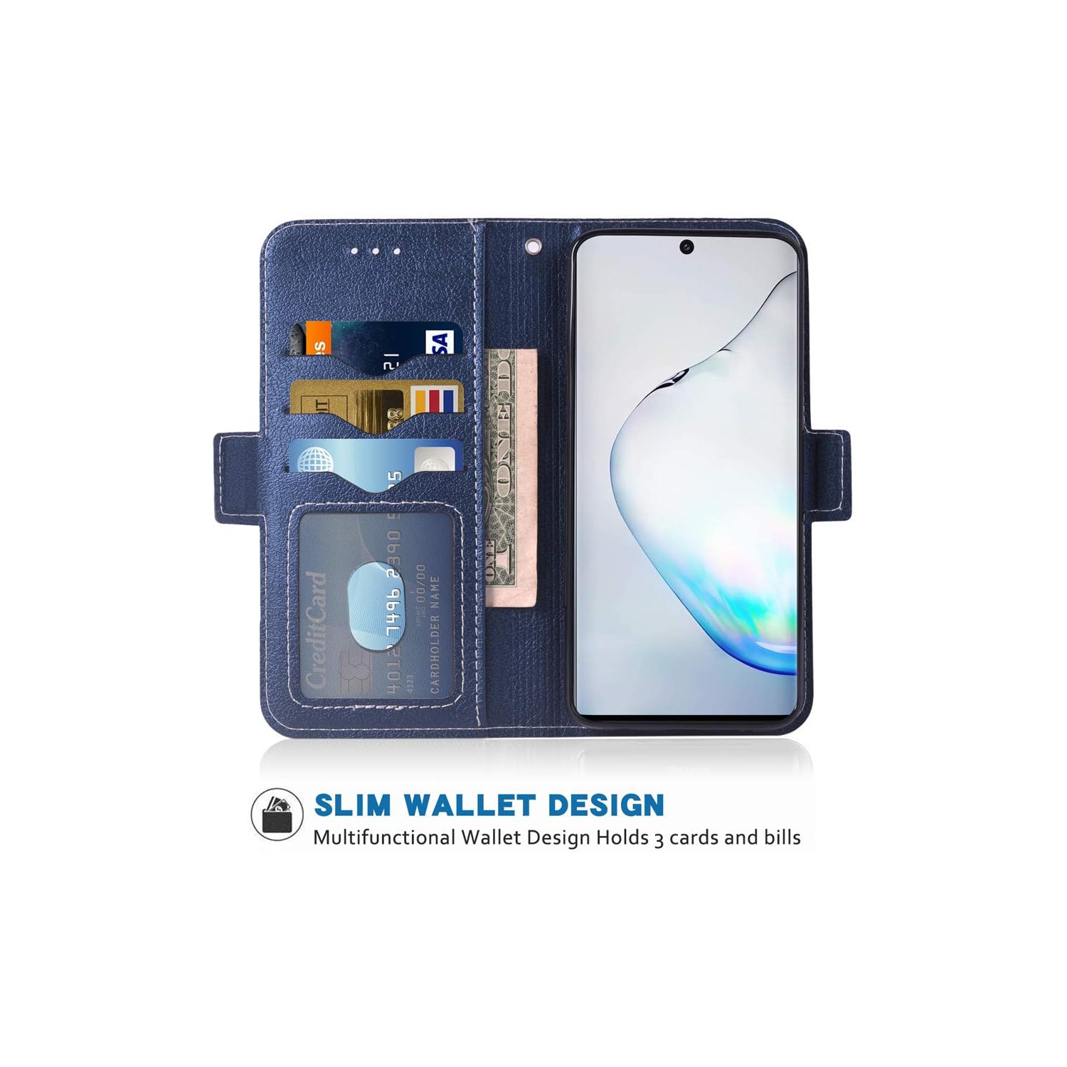 Compatible avec le Galaxy Note 10 plus de Samsung Glaxay Note10+ 5G Étui portefeuille dragonne avec dragonne et porte-rabat en cuir