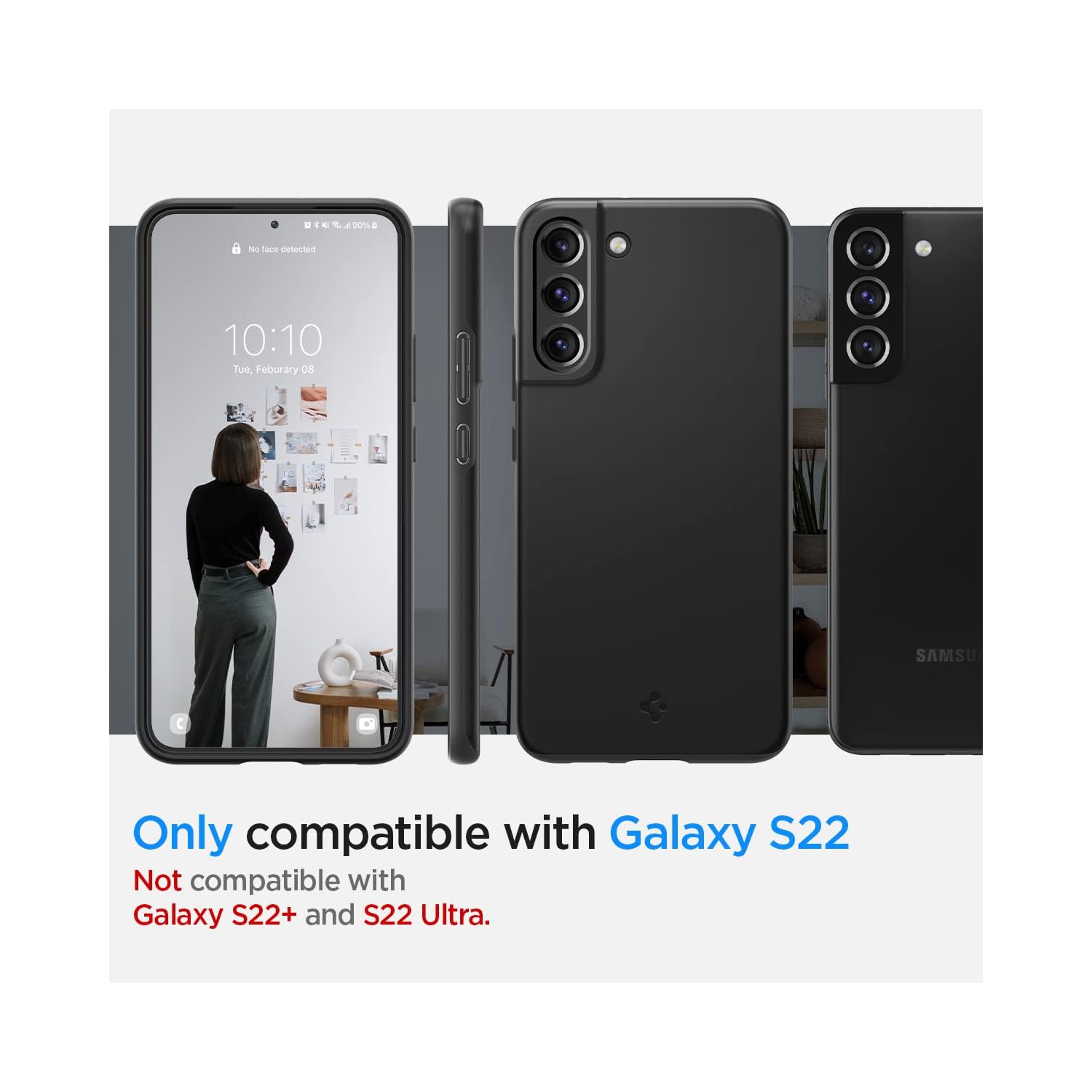 Thin Fit Designed for Samsung Galaxy S22 Case - Black