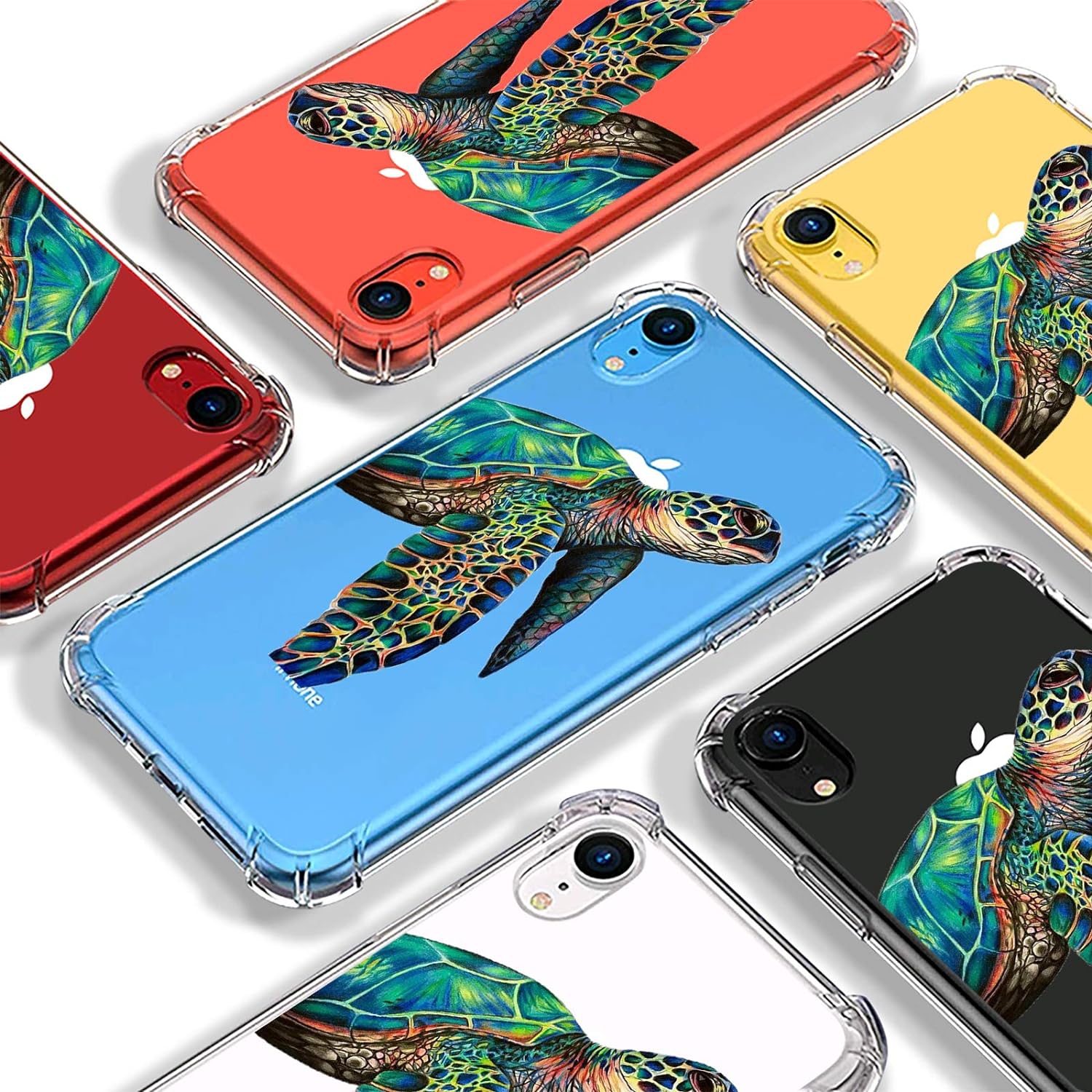 Pour étui iPhone XS, tortue colorée, adorable motif animal, Étui en TPUR transparent, souple et mince