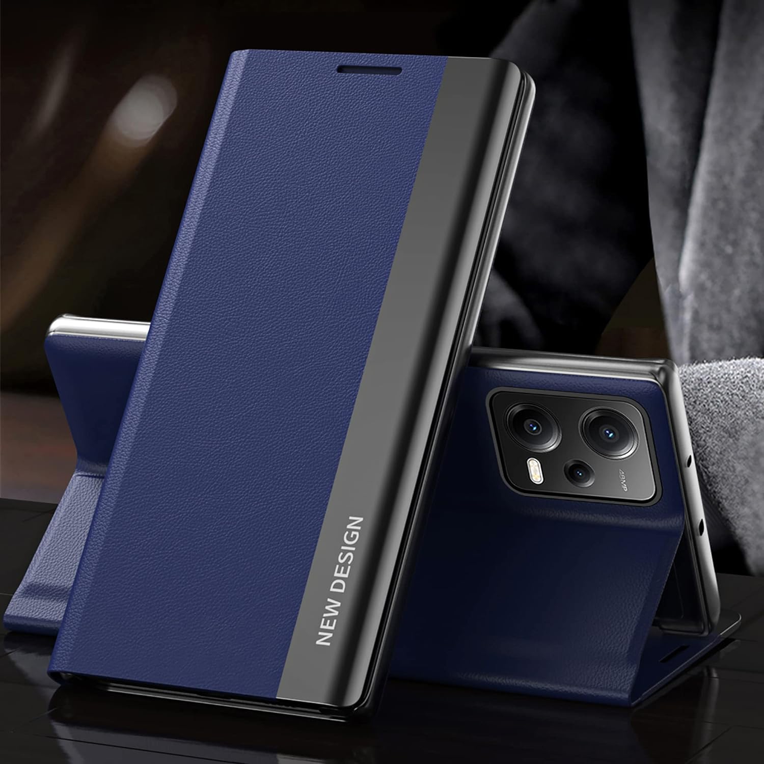 Thin Slim Flip Case for Xiaomi Redmi Note 12 Pro 5G, Case for Xiaomi Poco X5 Pro, Business PU Leather