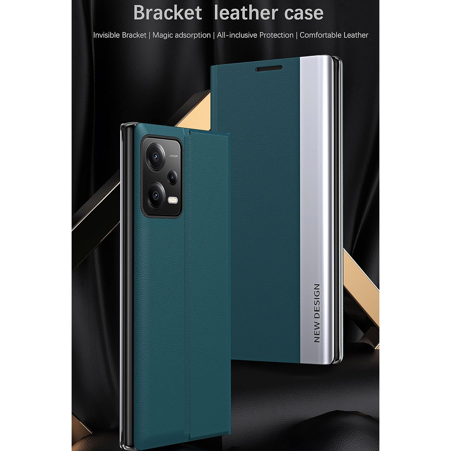 Thin Slim Flip Case for Xiaomi Redmi Note 12 Pro 5G, Case for Xiaomi Poco X5 Pro, Business PU Leather