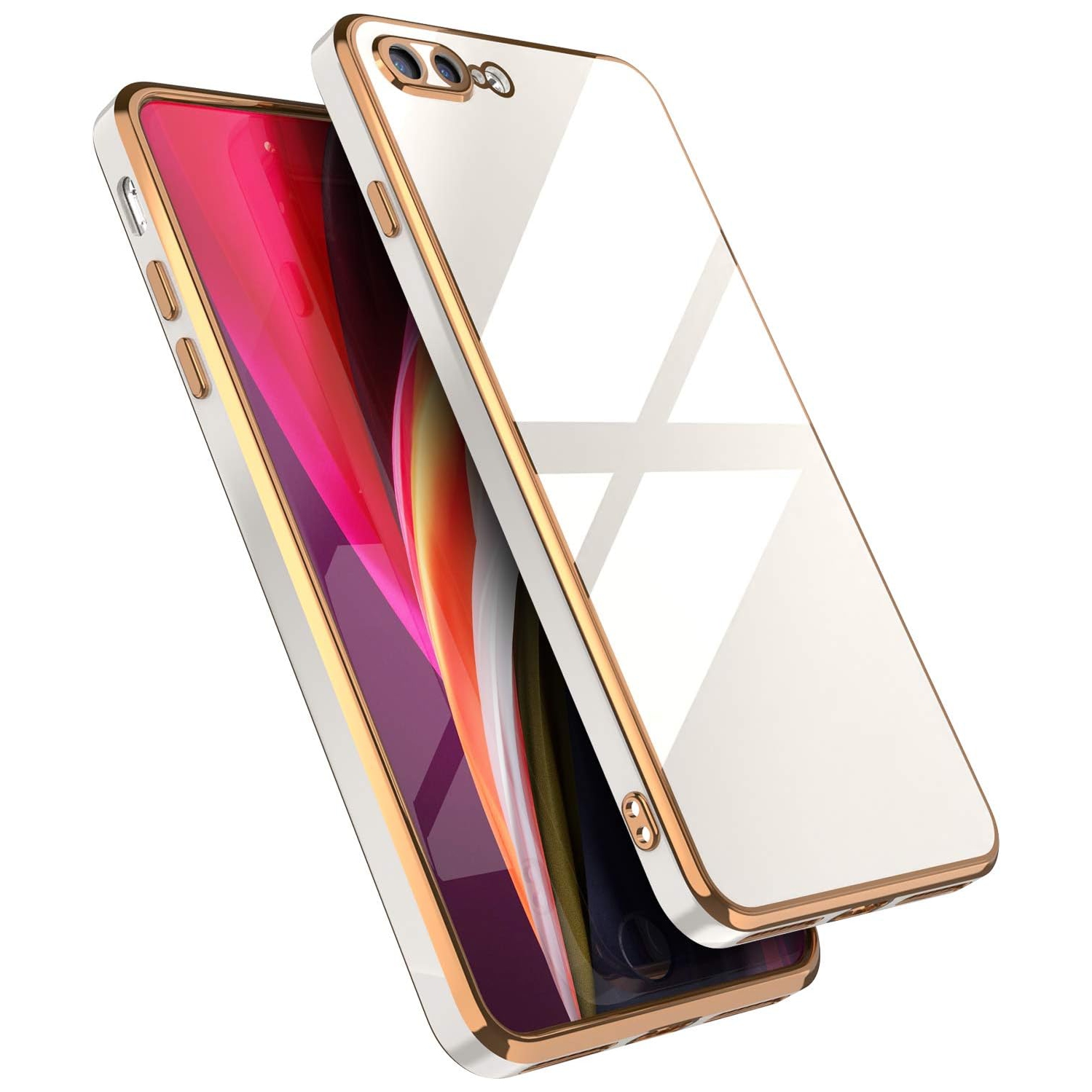 Étui pour iPhone7 plus iPhone8 plus, étui mince en silicone souple, résistant aux chocs électroplaqués à bord droit