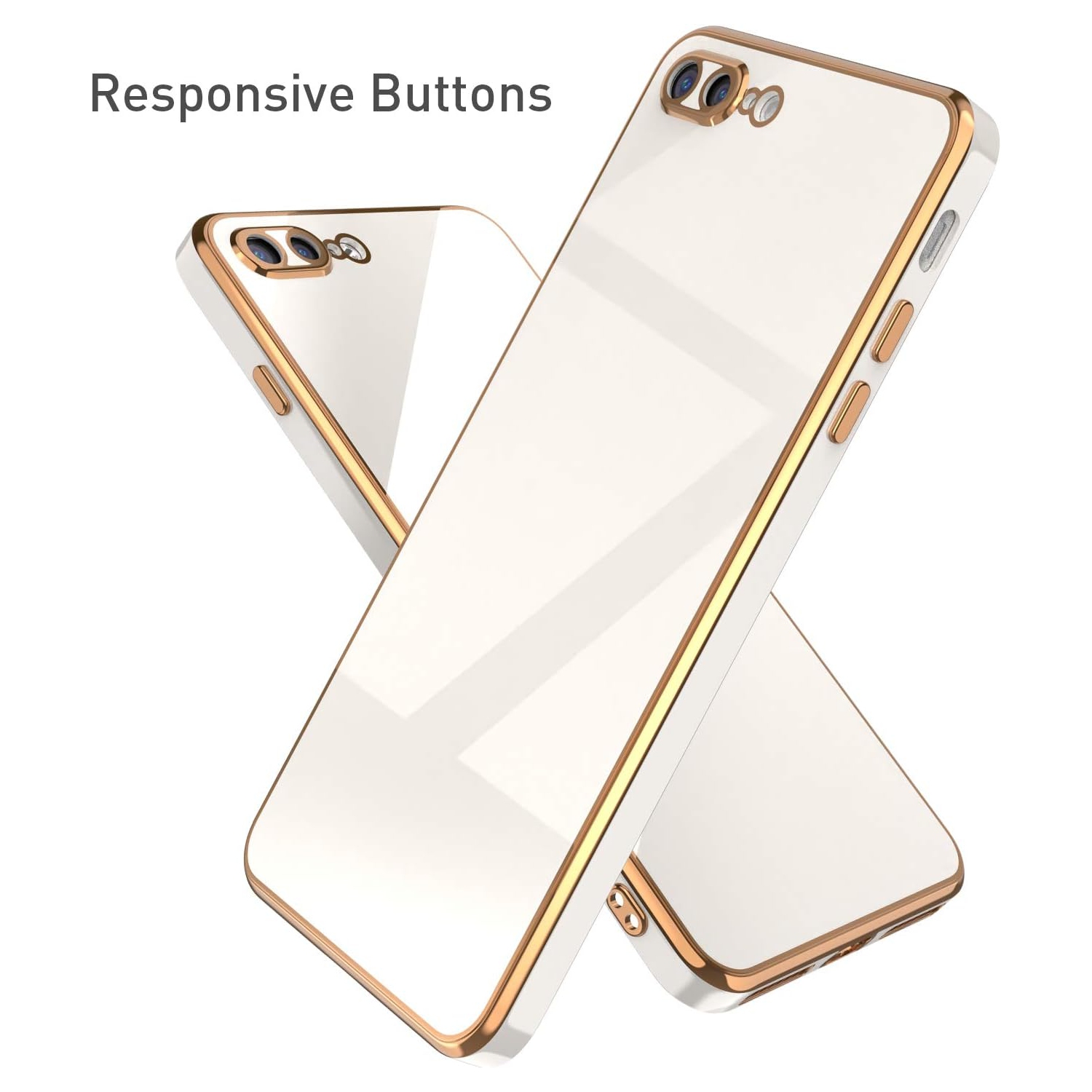 Étui pour iPhone7 plus iPhone8 plus, étui mince en silicone souple, résistant aux chocs électroplaqués à bord droit