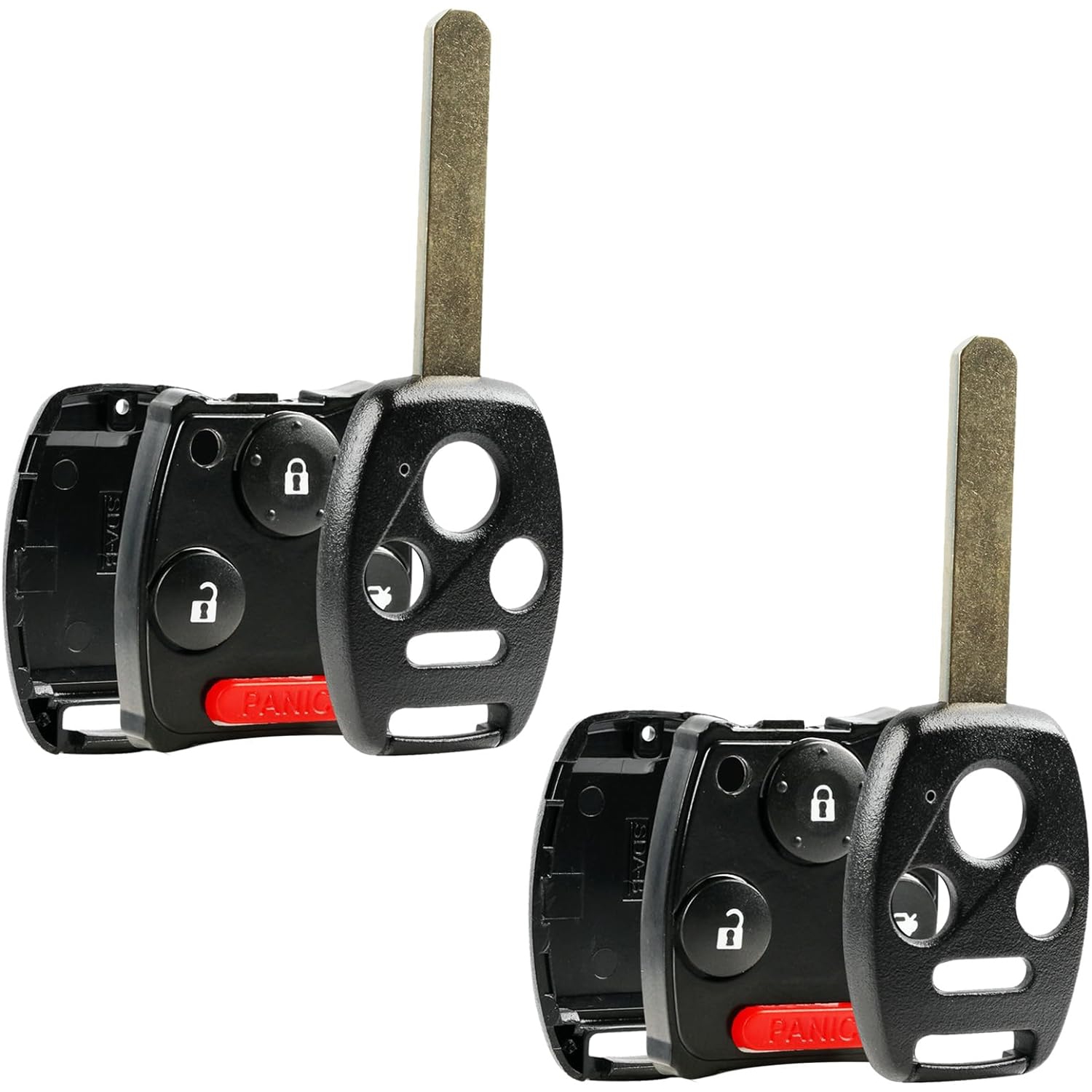 Key Fob Keyless Entry Remote Shell Case & Pad fits Honda Accord Civic Pilot, Set