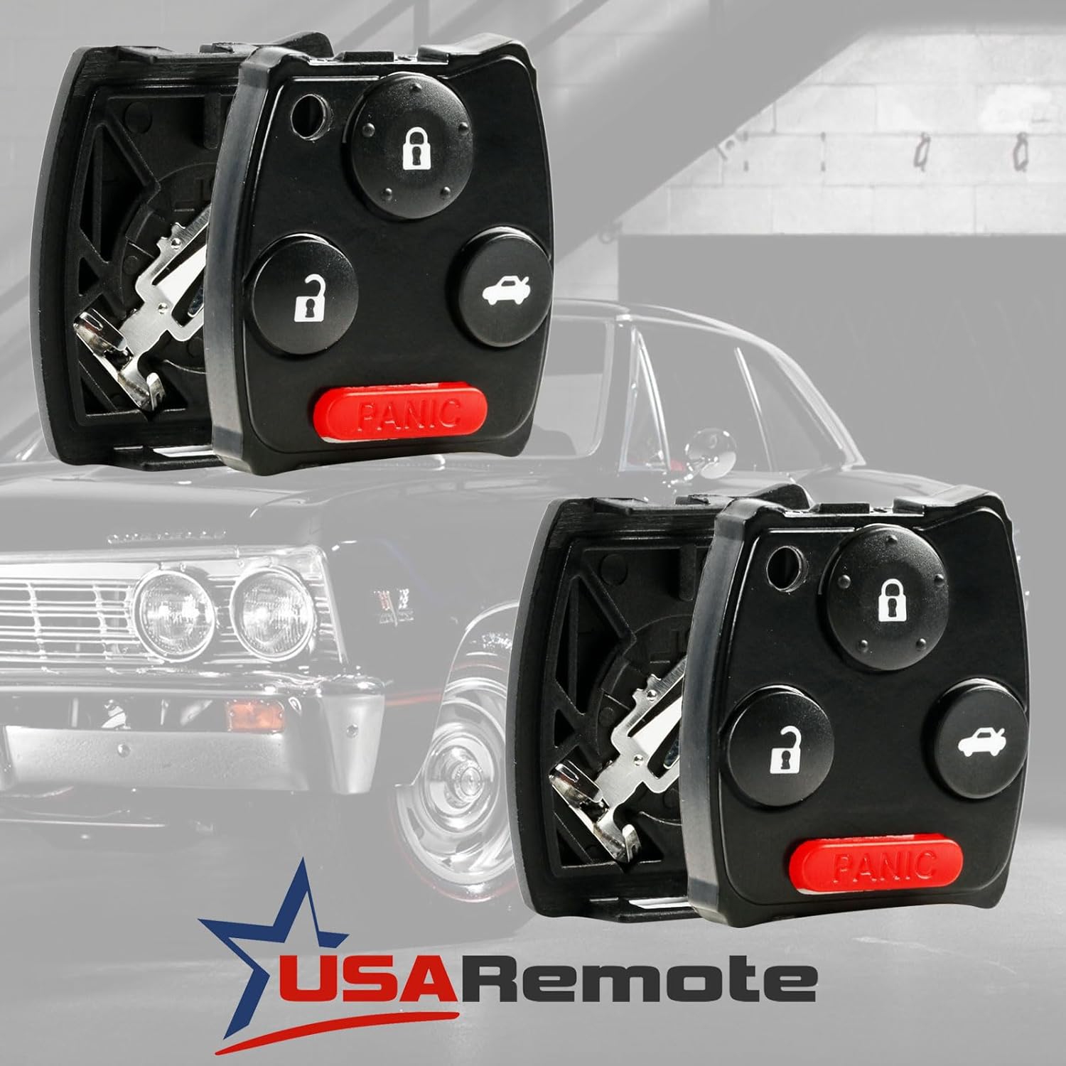 Key Fob Keyless Entry Remote Shell Case & Pad fits Honda Accord Civic Pilot, Set