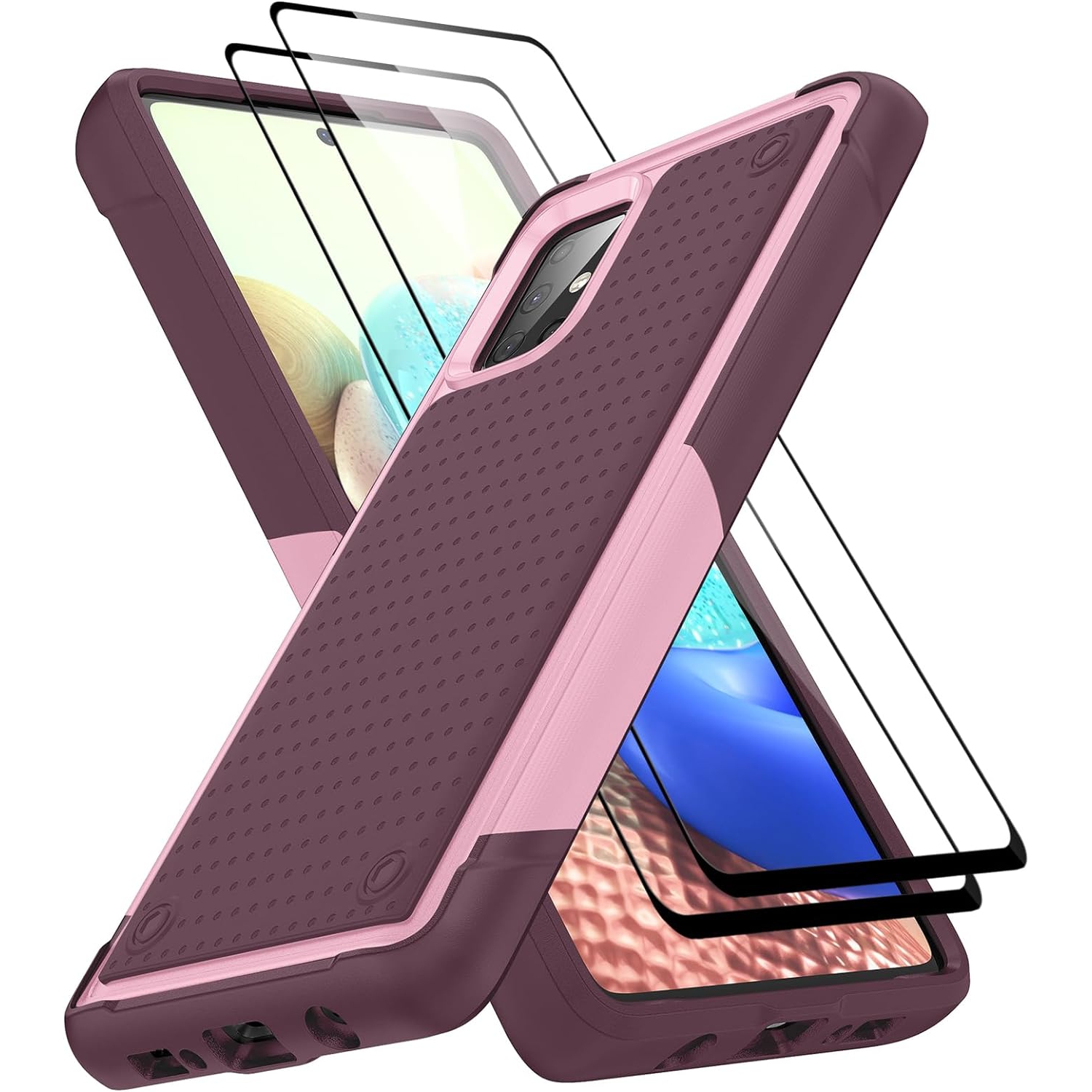 for Galaxy A71 5G Case, Samsung A71 5G Case with [2 Pack] Tempered Glass Screen Protector Stylish Colorful Women