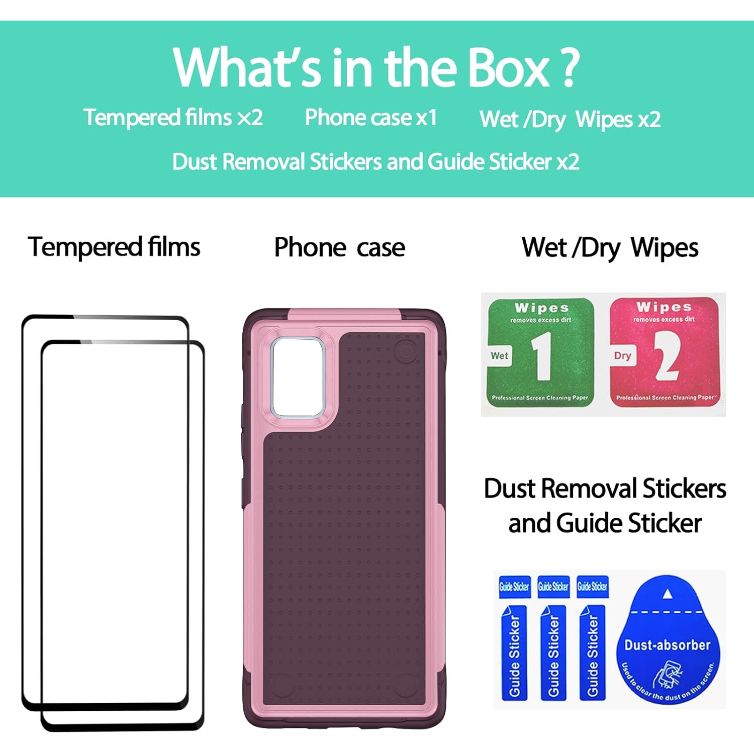 for Galaxy A71 5G Case, Samsung A71 5G Case with [2 Pack] Tempered Glass Screen Protector Stylish Colorful Women