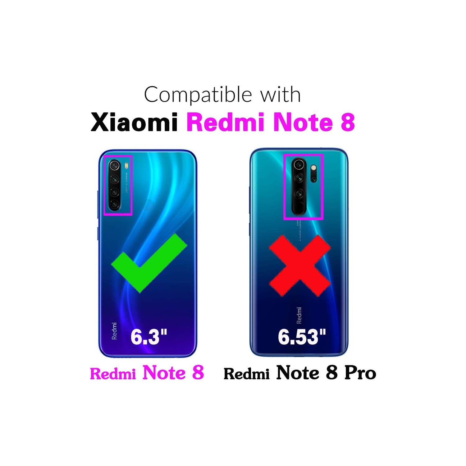 Phone Case for Xiaomi Redmi Note 8 with Tempered Glass Screen Protector and Slim Stand Hybrid Heavy Duty Rugged