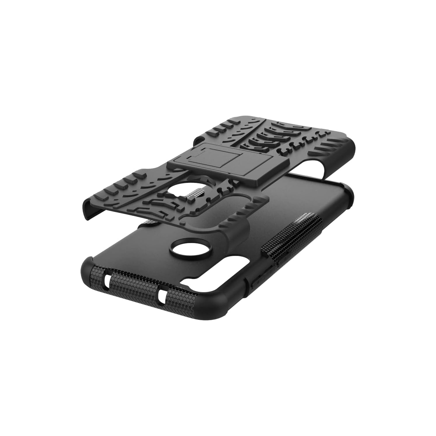 Phone Case for Xiaomi Redmi Note 8 with Tempered Glass Screen Protector and Slim Stand Hybrid Heavy Duty Rugged