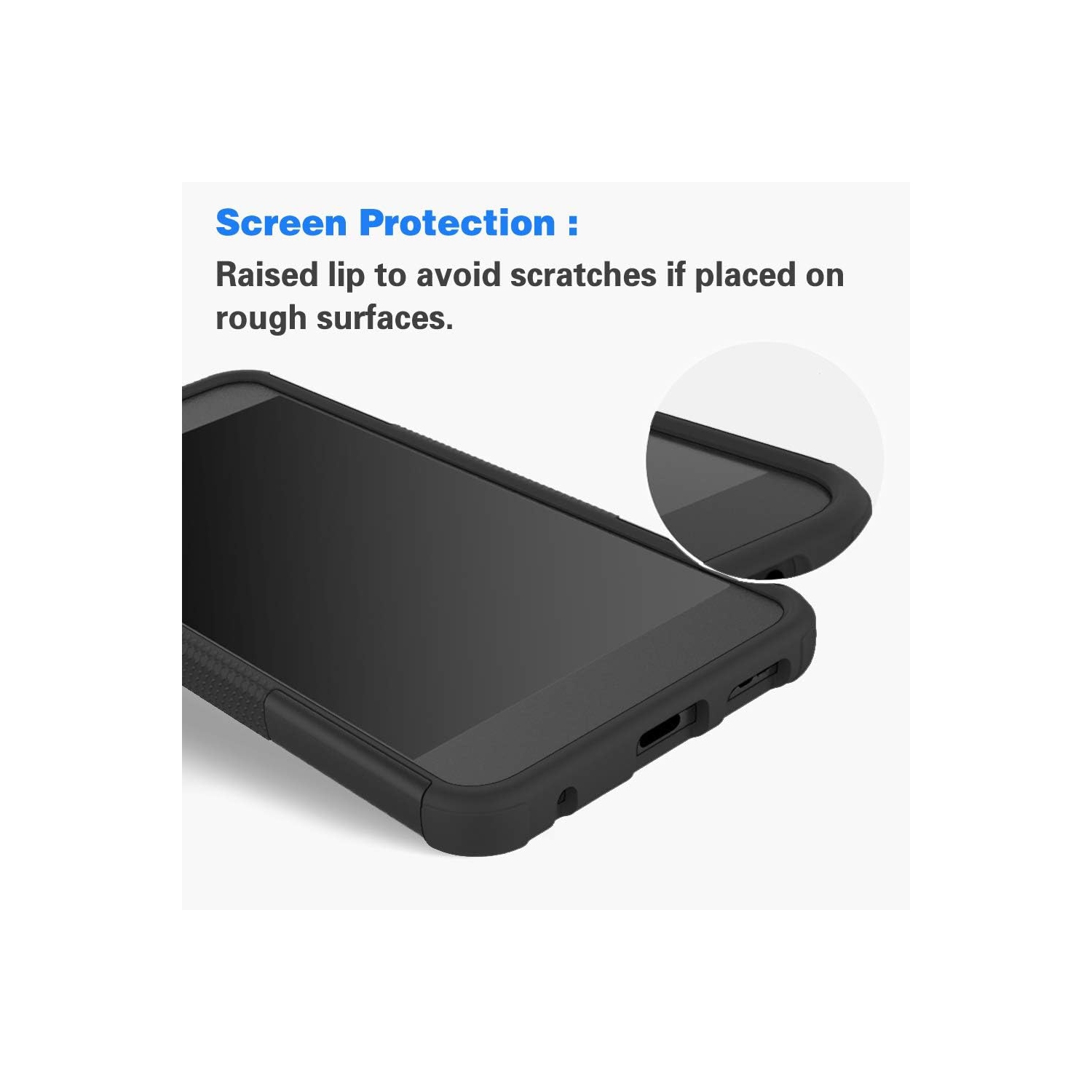 Phone Case for Xiaomi Redmi Note 8 with Tempered Glass Screen Protector and Slim Stand Hybrid Heavy Duty Rugged