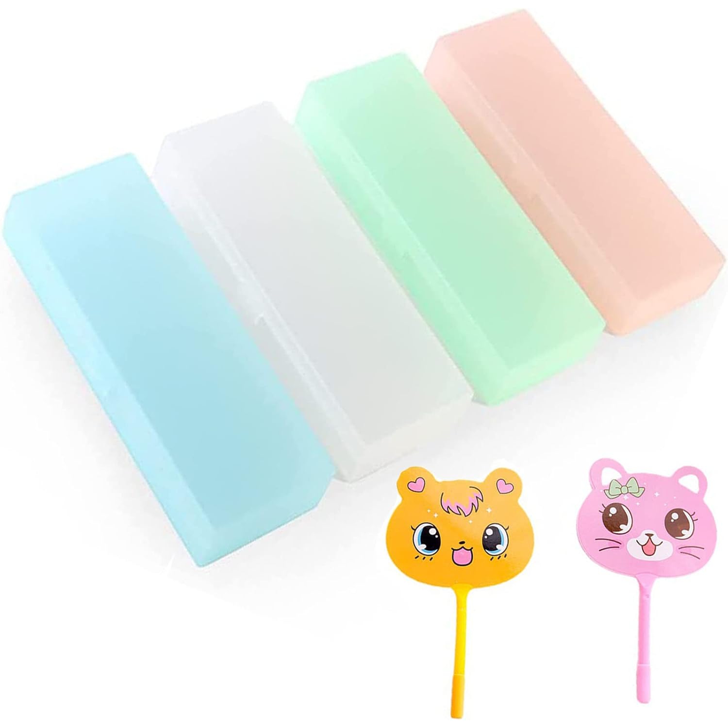 4PCS Plastic Pencil Case,Colorful Clear Pencil Box,Pen Case for Girls Organizer Box School Supplies for College