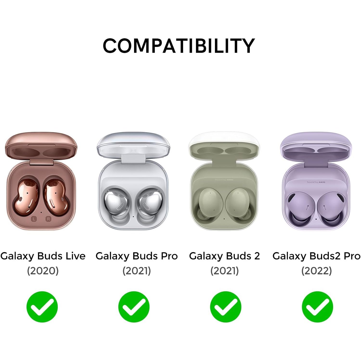 Silicone Earbuds Case for Galaxy Buds 2/Pro/2 Pro/Live,Protective Case with Keychain Anti-Fall Anti-Shock Full