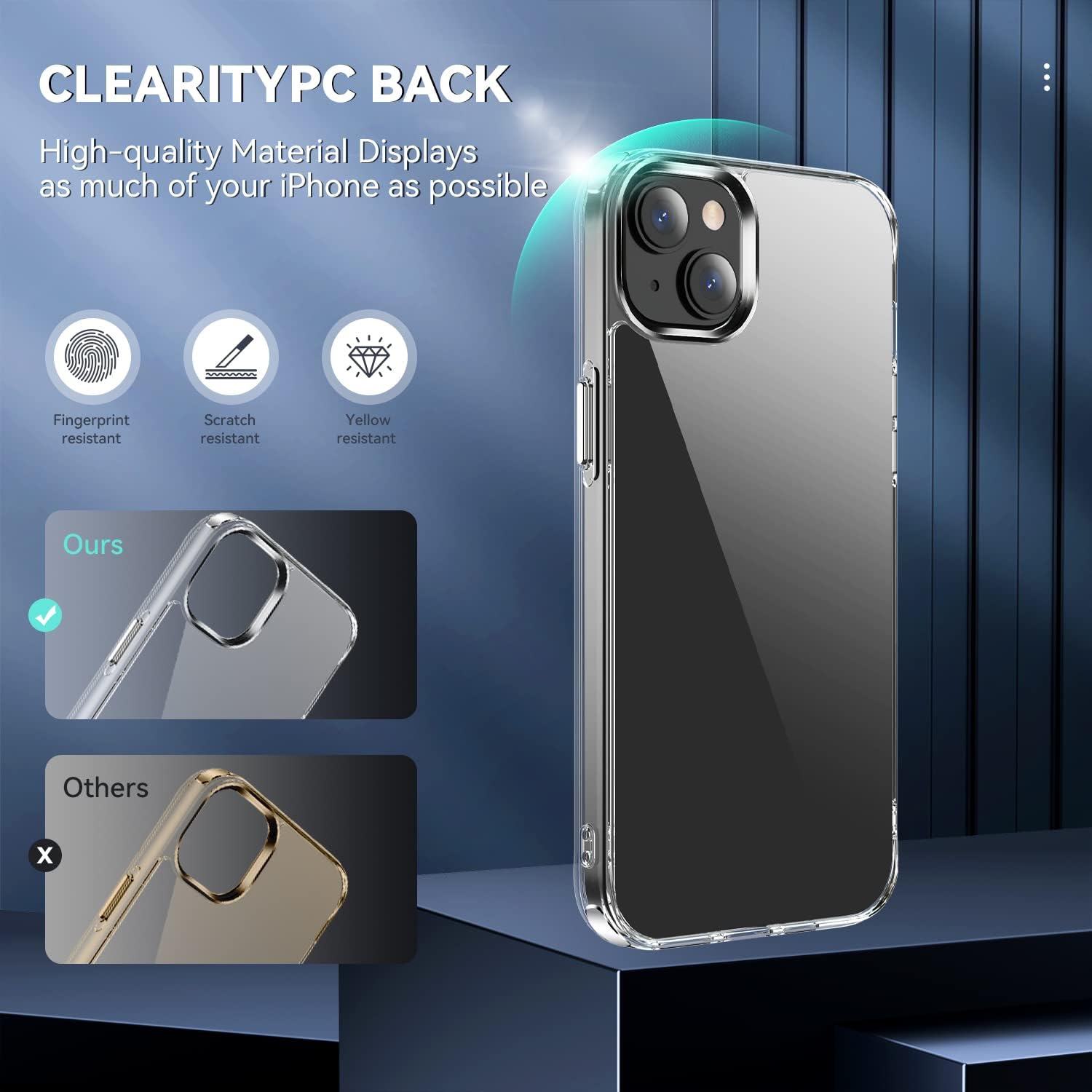 Transparent Diamond Clear Phone Case Compatible with iPhone 14 Plus 6.7-inch Lightweight Anti-Yellowing