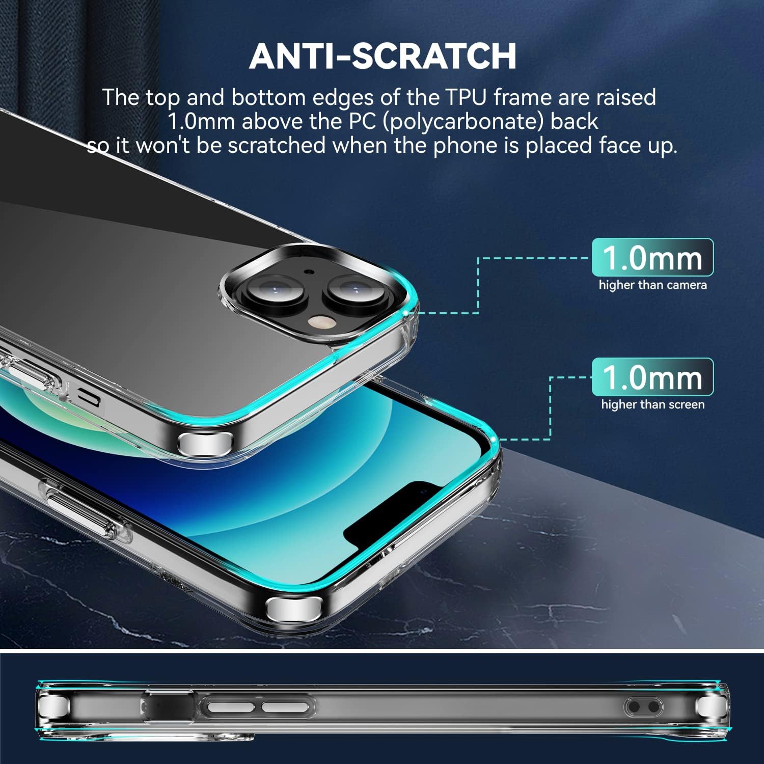 Transparent Diamond Clear Phone Case Compatible with iPhone 14 Plus 6.7-inch Lightweight Anti-Yellowing