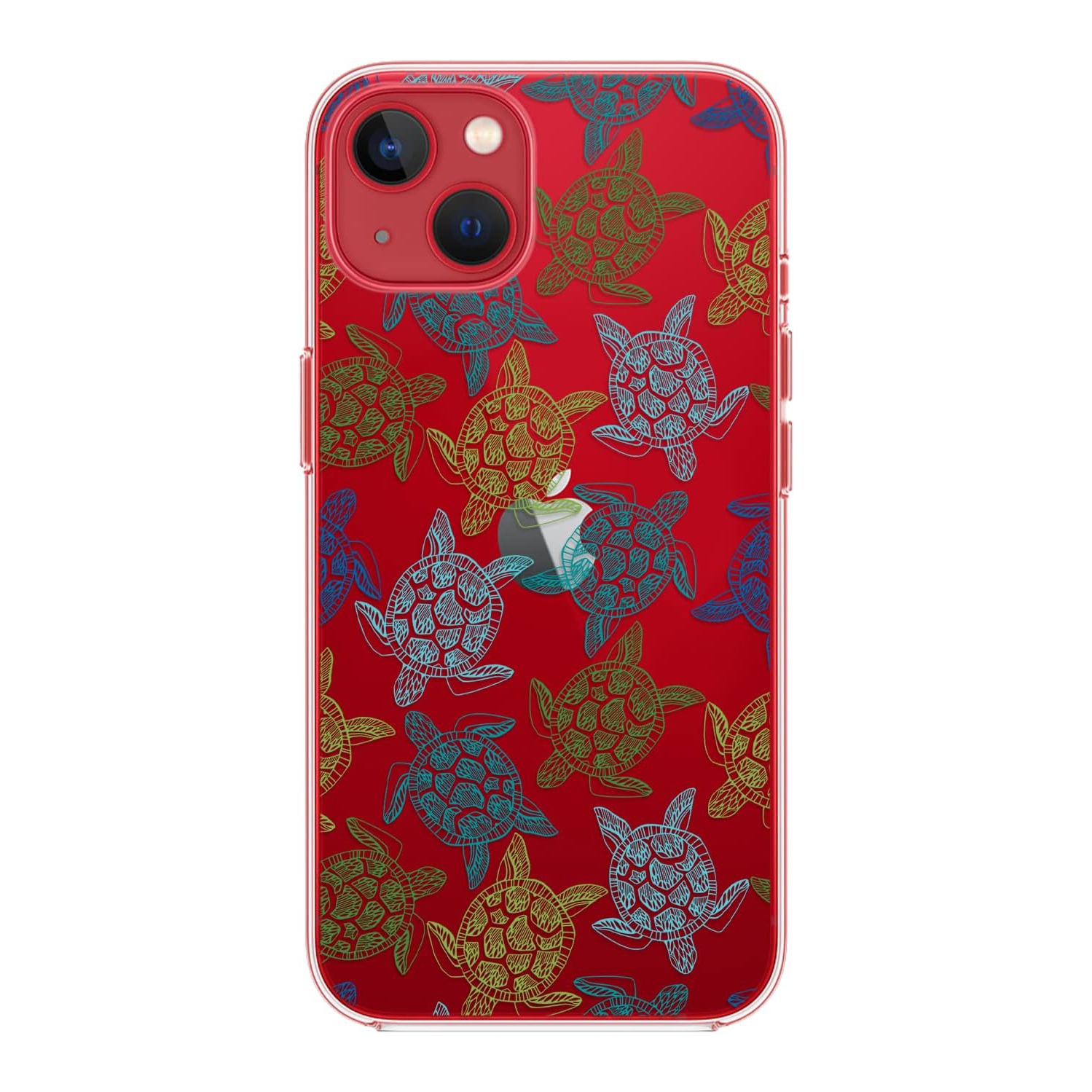 for iPhone 14 Case, Fun Turtle Pattern Cool Ocean Fish Beach Design Transparent Soft TPU Protective Clear Case