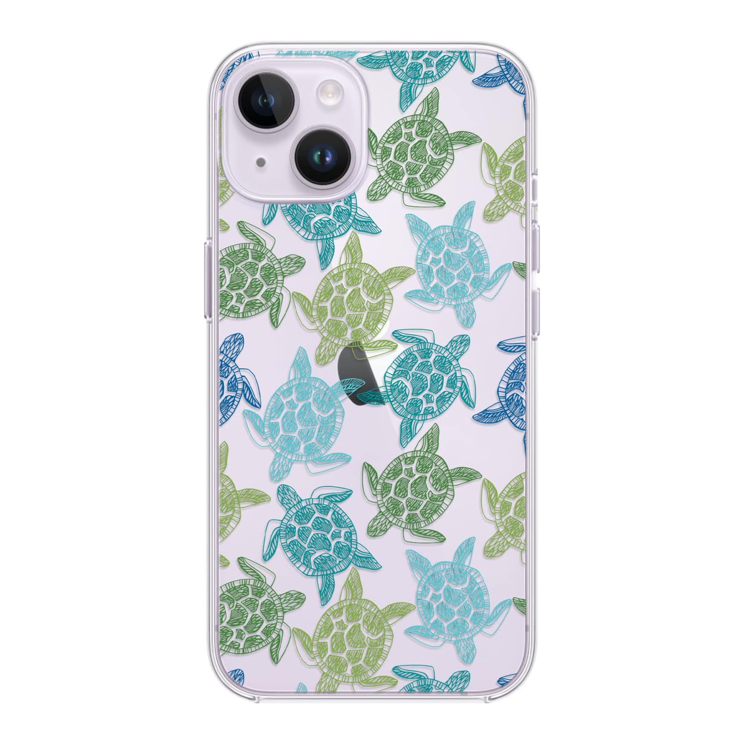 for iPhone 14 Case, Fun Turtle Pattern Cool Ocean Fish Beach Design Transparent Soft TPU Protective Clear Case